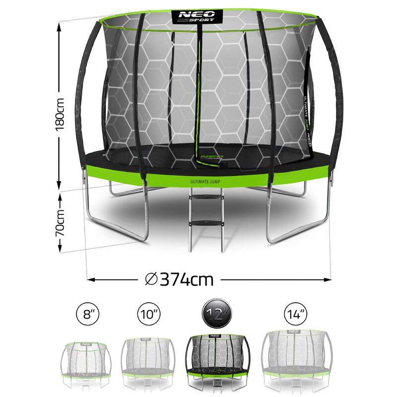 Trampolina Neo-Sport 374 cm / 12 ft z siatką wewnętrzną