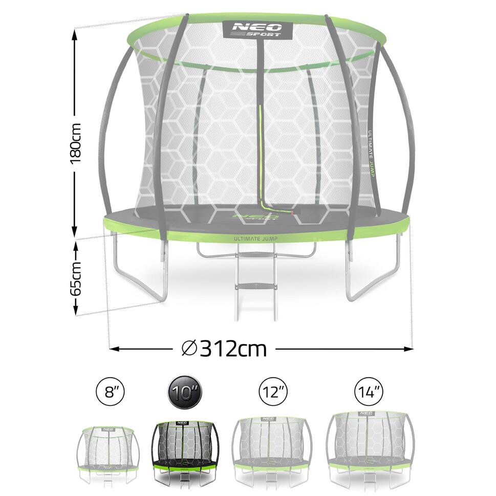 Trampolina Neo-Sport 312 cm / 10 ft z siatką wewnętrzną