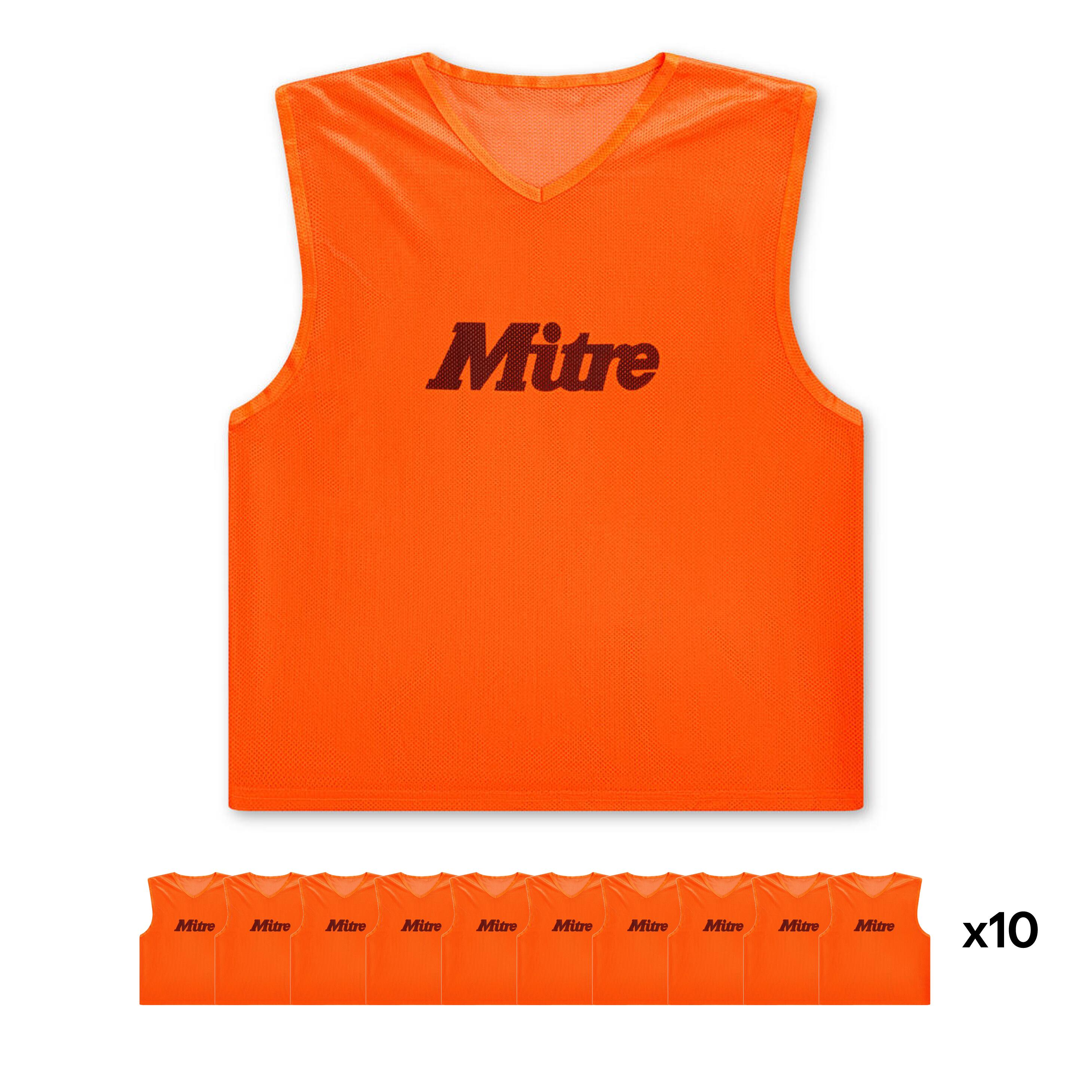 MITRE Mitre Club Pack of 10 Bibs Orange Junior