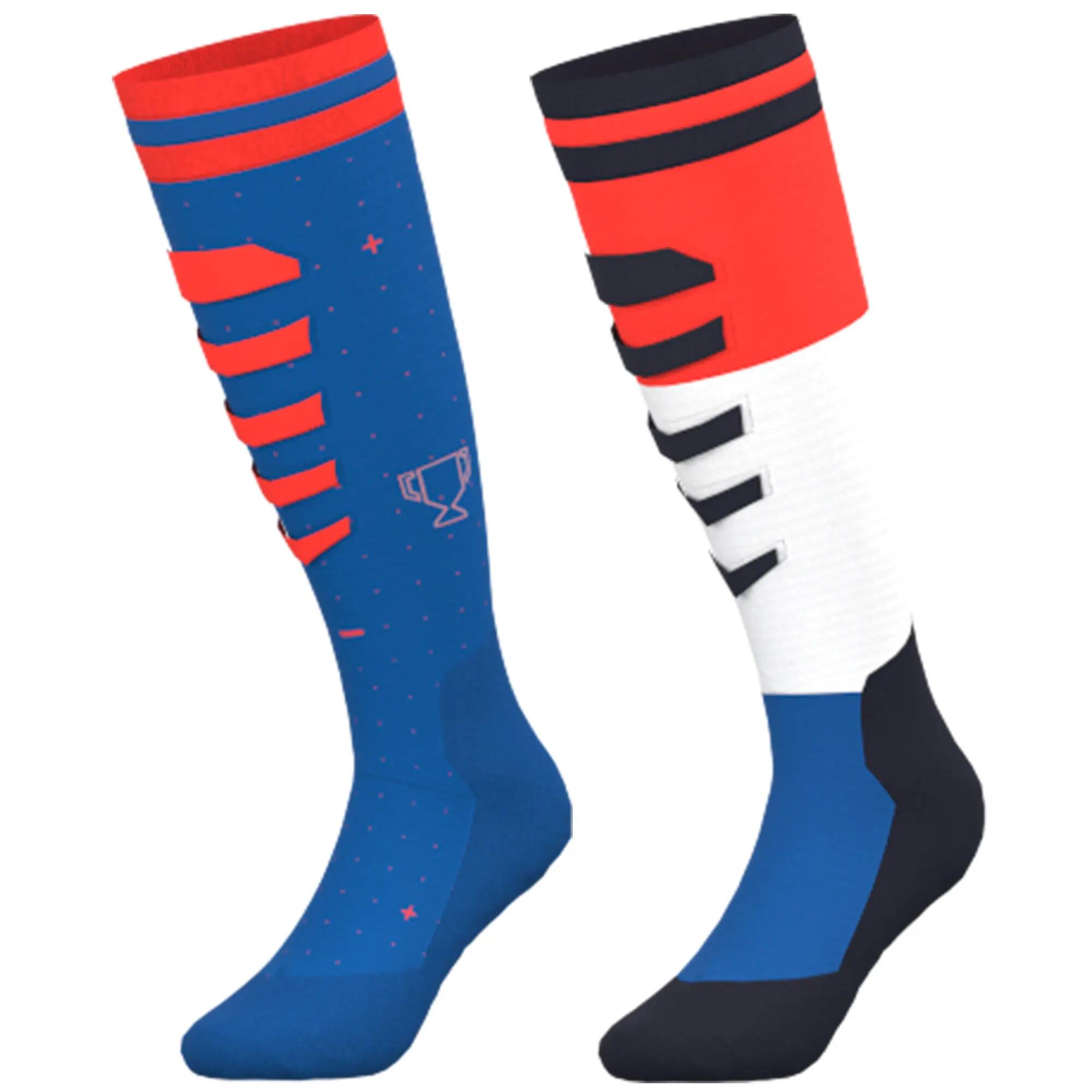 Calcetines térmicos esquí cálidos niños, lotes de 2 pares, 500, azul y naranja  2/17