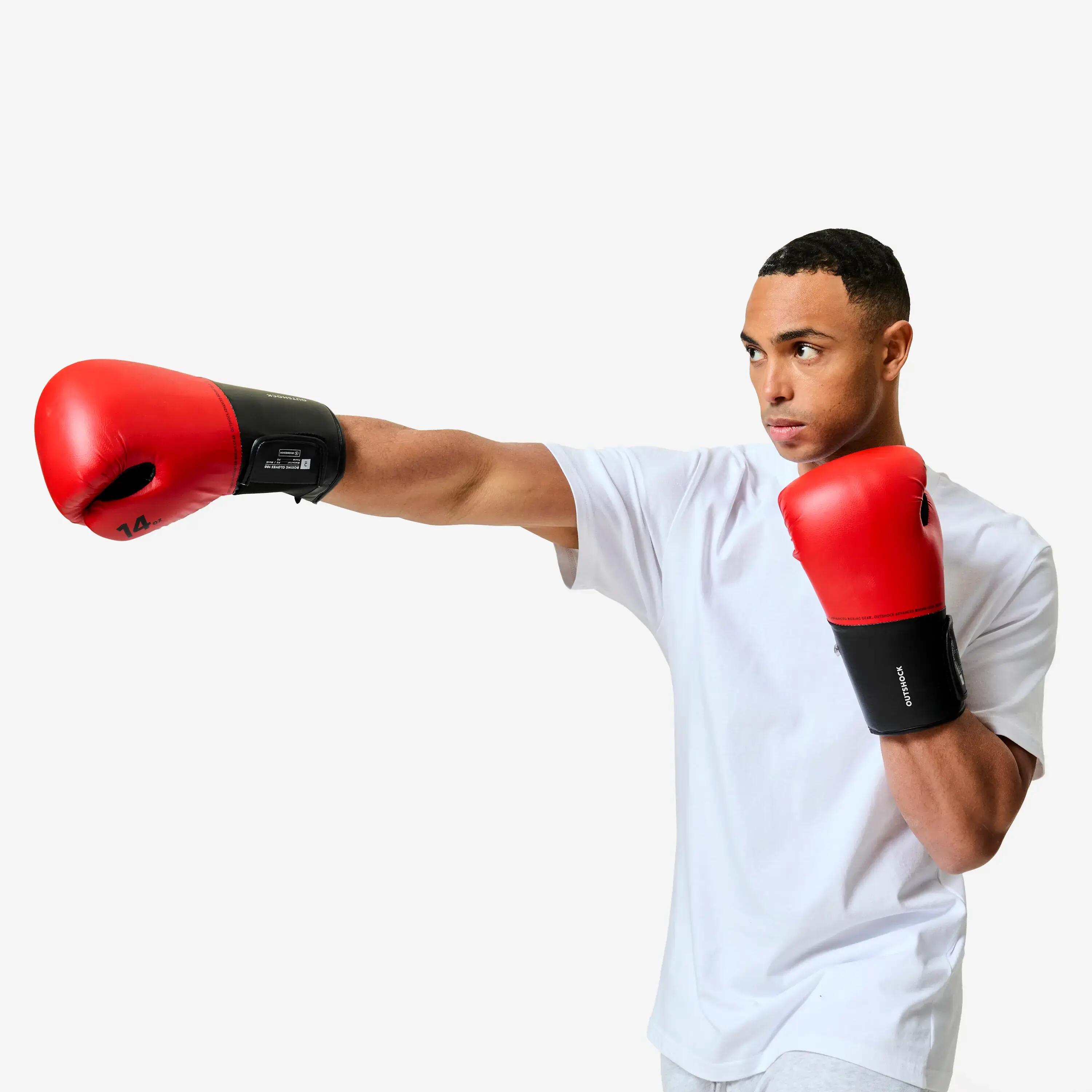 Adult Training Boxing Gloves Beginner - Red/Black 11/12