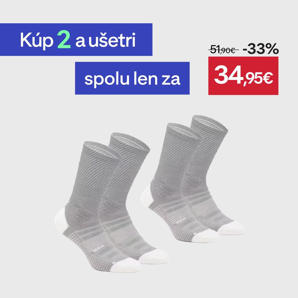 Turistické ponožky Hike 900 vysoké sivé 2 páry
