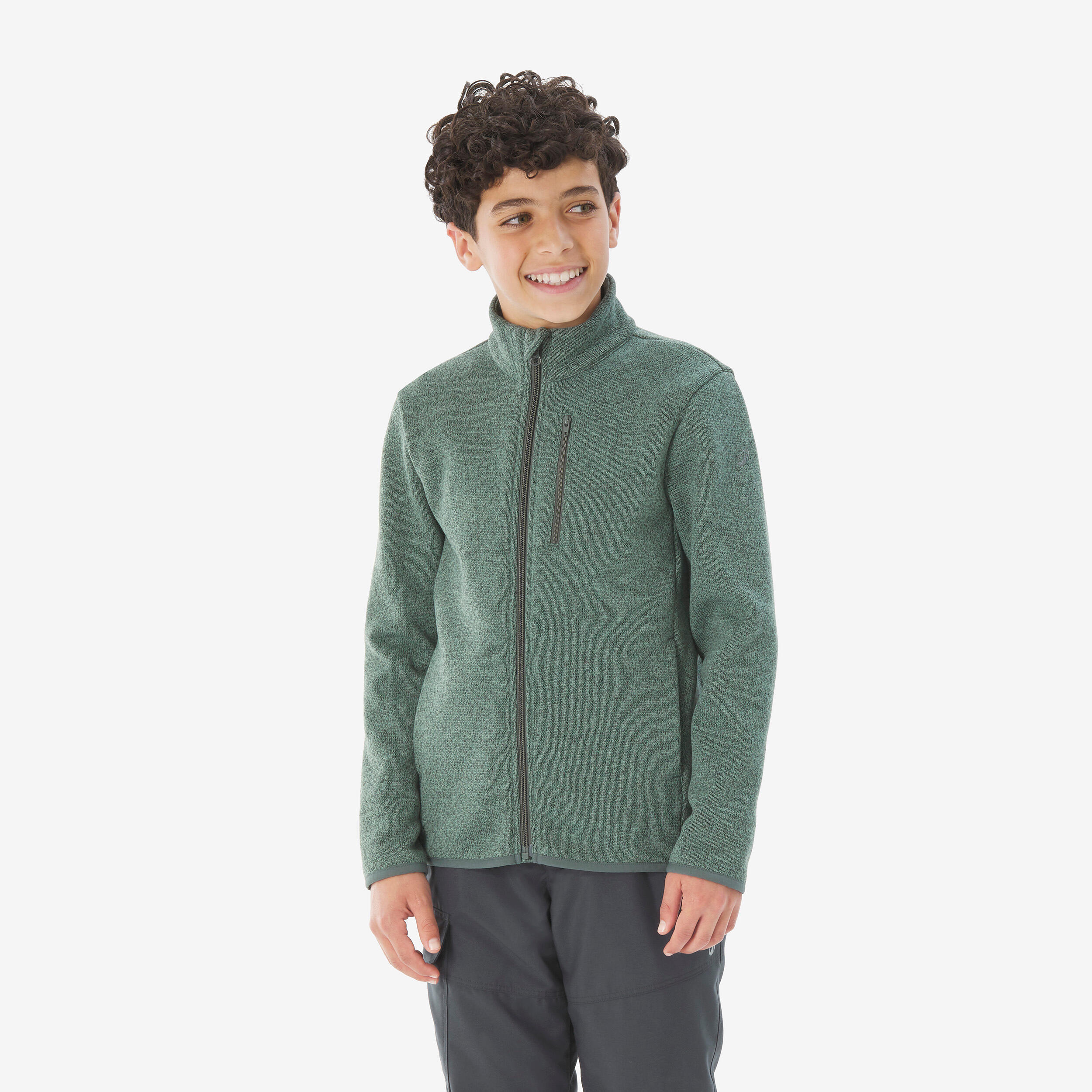 QUECHUA Detská fleecová mikina NH500 7-15 r. zelená 123-130 cm