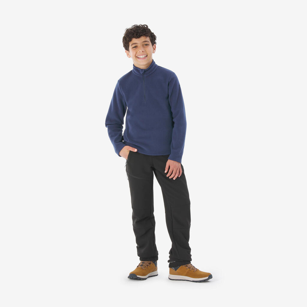 Kids’ Hiking Fleece Jacket MH100 - 7-15 years - Half Zip - Blue