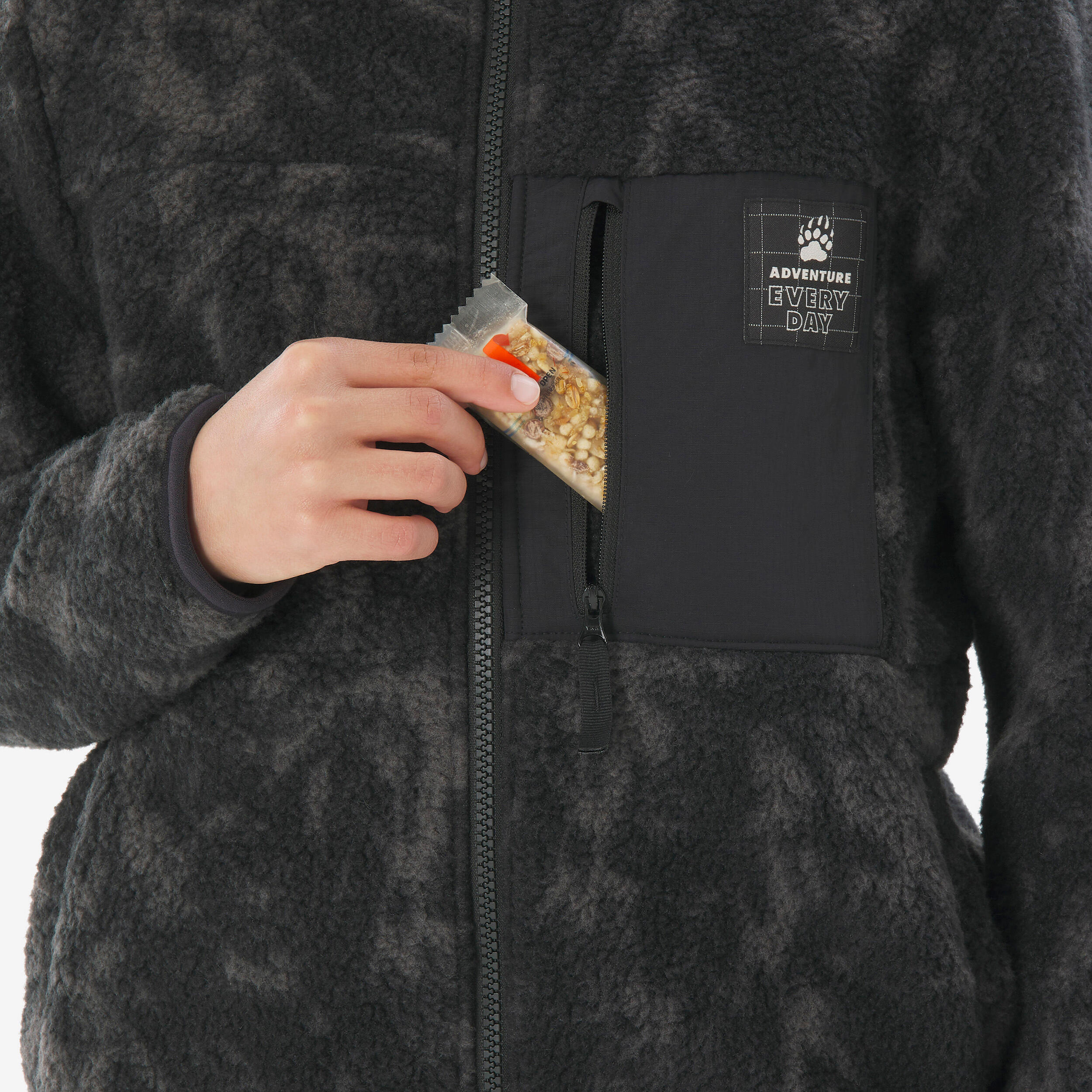 Warmes Sherpa-Fleece für Kinder 7–15 Jahre, NH 900 Camo, Schwarz 6/7