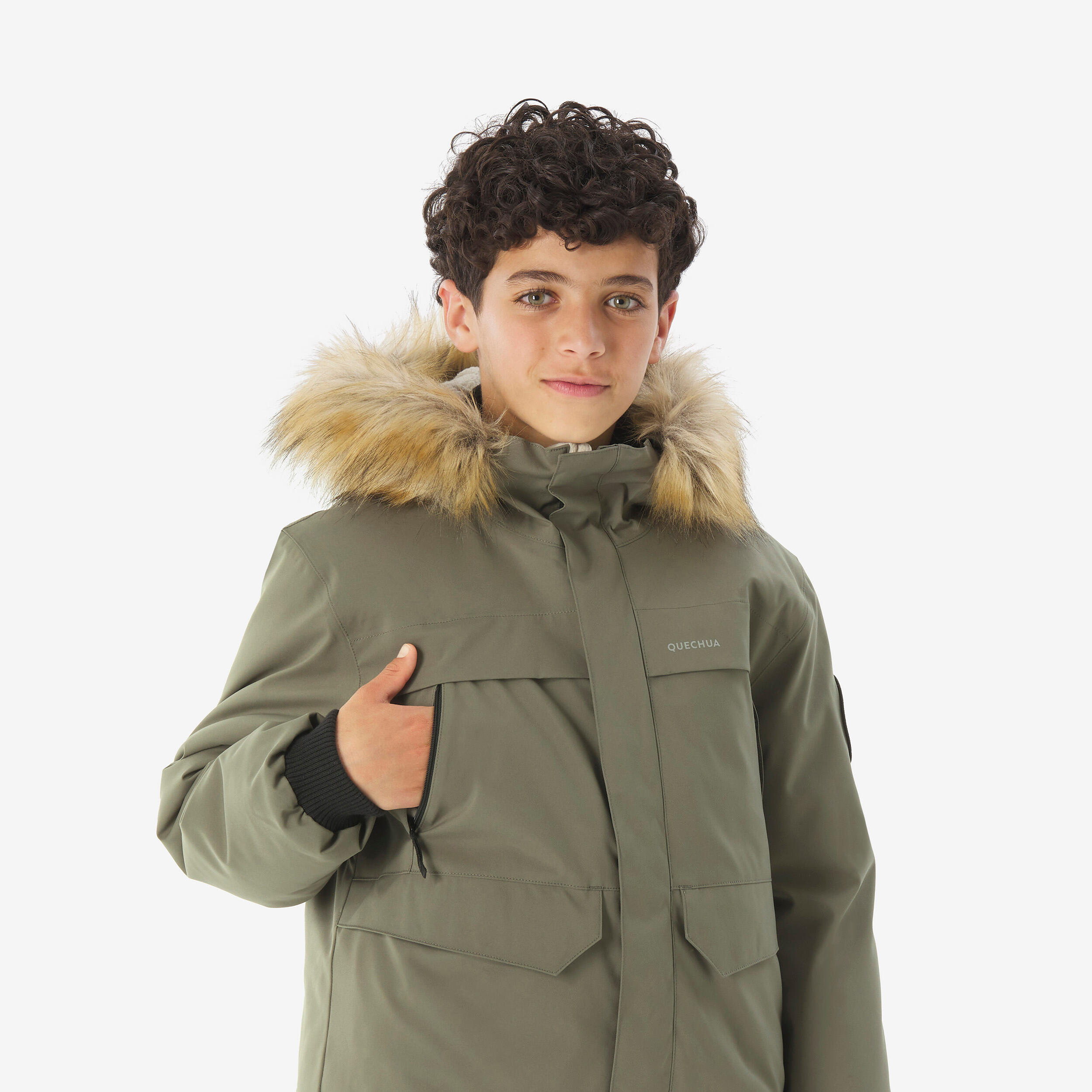 Kids’ Waterproof Hiking Jacket, NH 500 Age 7–15 - QUECHUA