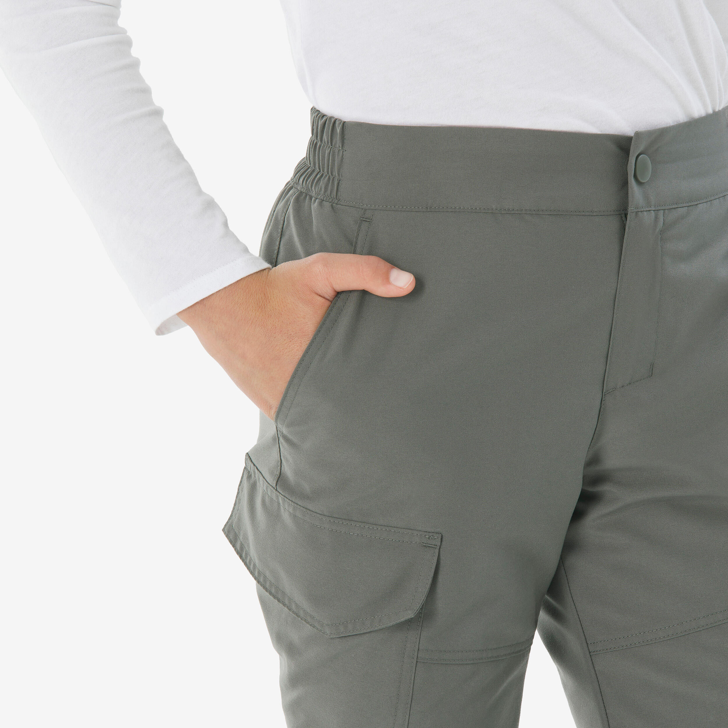 Kids’ warm trousers, 7-15 years, NH100 - Khaki