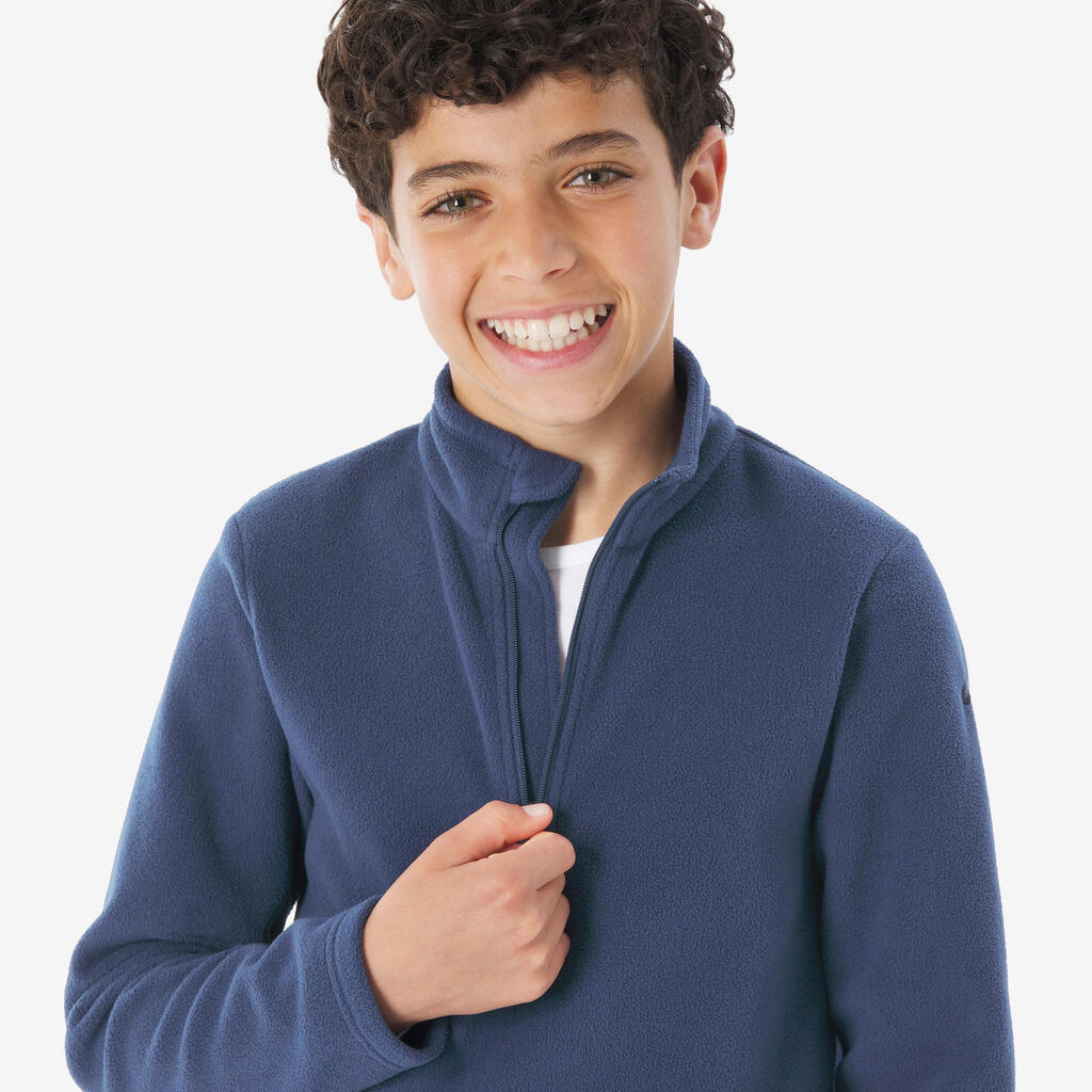 Kids’ Hiking Fleece Jacket MH100 - 7-15 years - Half Zip - Blue