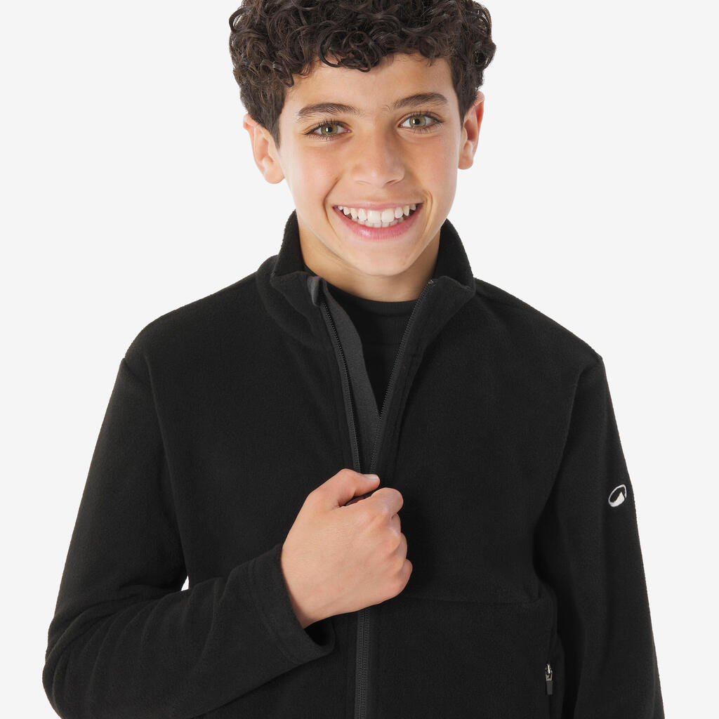 Kids’ hiking fleece jacket MH500 Zip, 7-15 years - Sky Blue