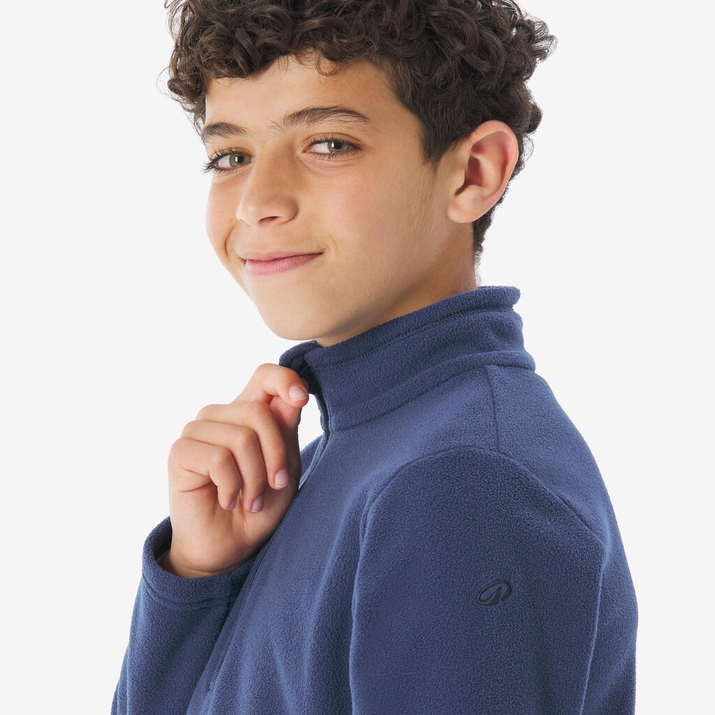 Kids’ Hiking Fleece Jacket MH100 - 7-15 years - Half Zip - Blue
