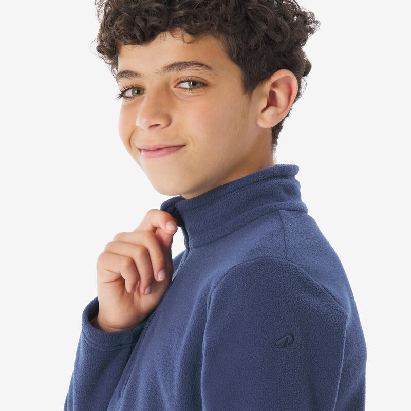 Polaire de randonnée enfant 7-15 ans, MH100 demi zip bleu marine