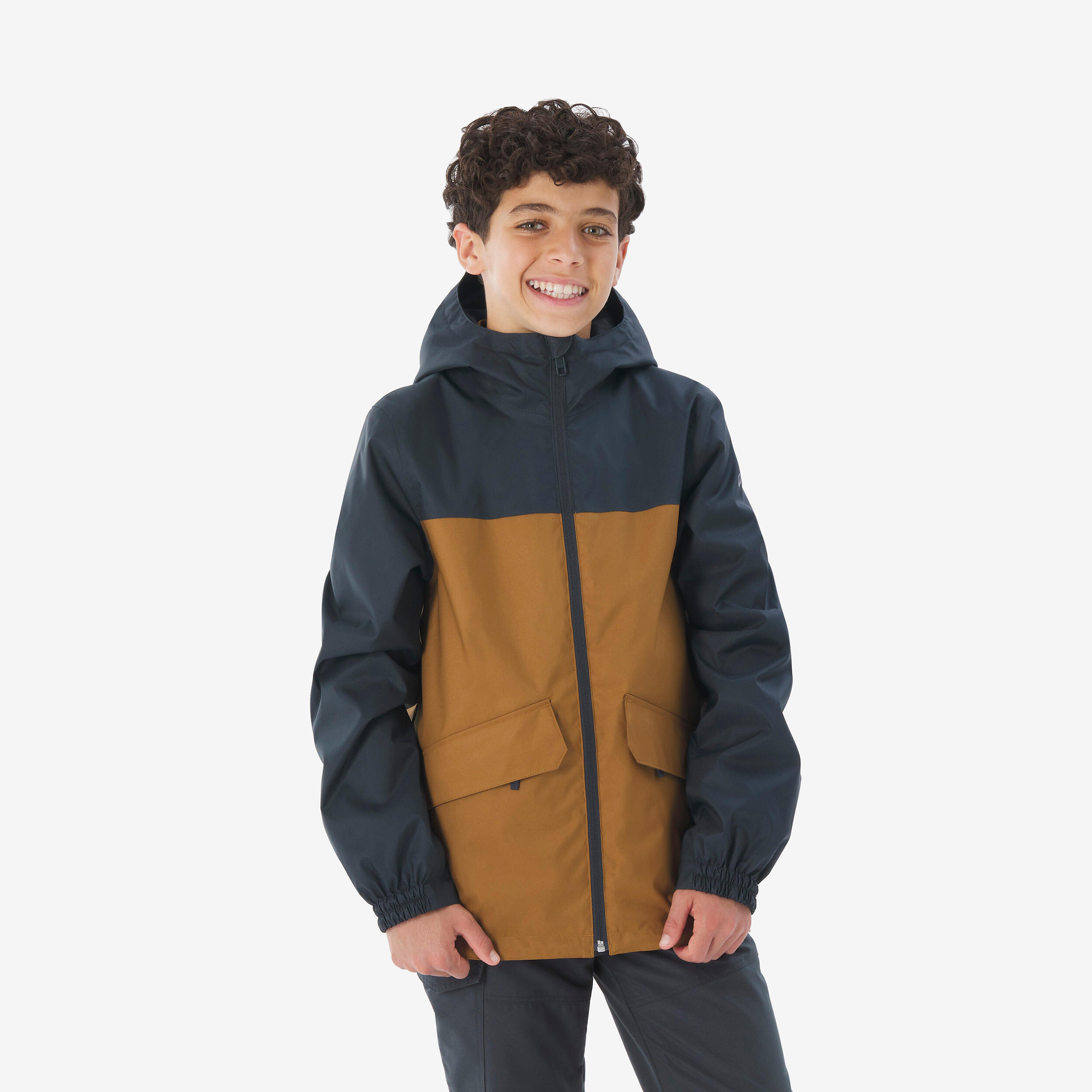 QUECHUA Detská turistická bunda 3v1 NH100 7-15 r. hnedo-sivá 141-150 cm