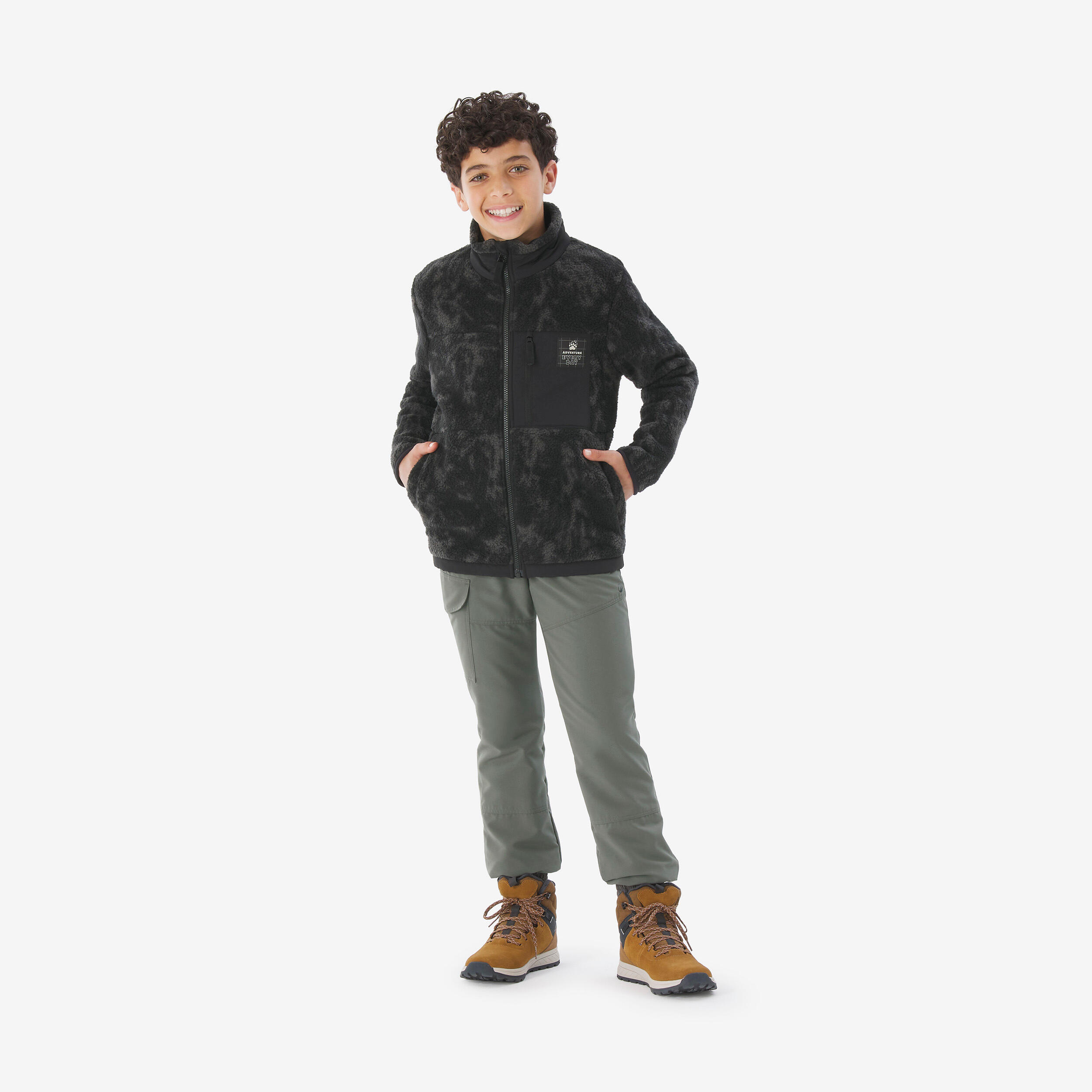 Kids’ warm trousers, 7-15 years, NH100 - Khaki