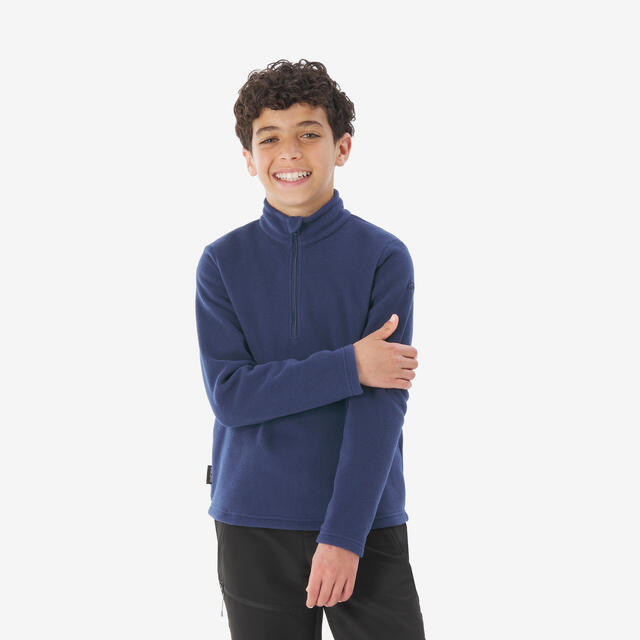 Fleecepullover Kinder Gr. 122–170 1/2 Reißverschluss Wandern - MH100 marineblau