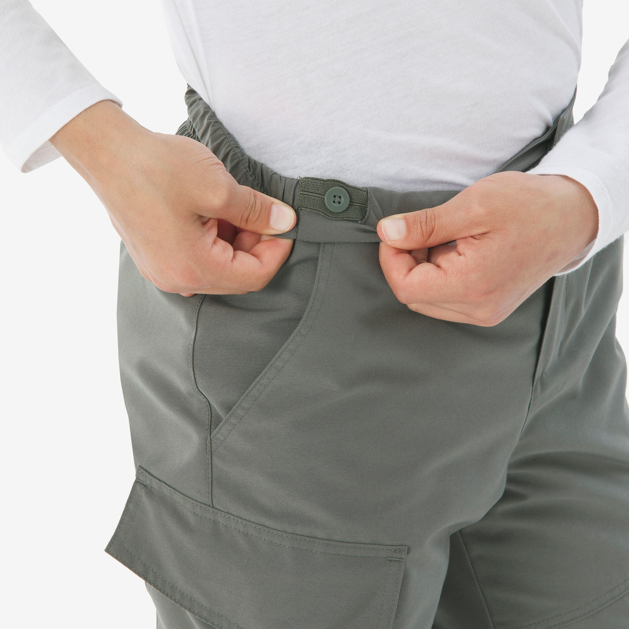 Kids’ warm trousers, 7-15 years, NH100 - Khaki