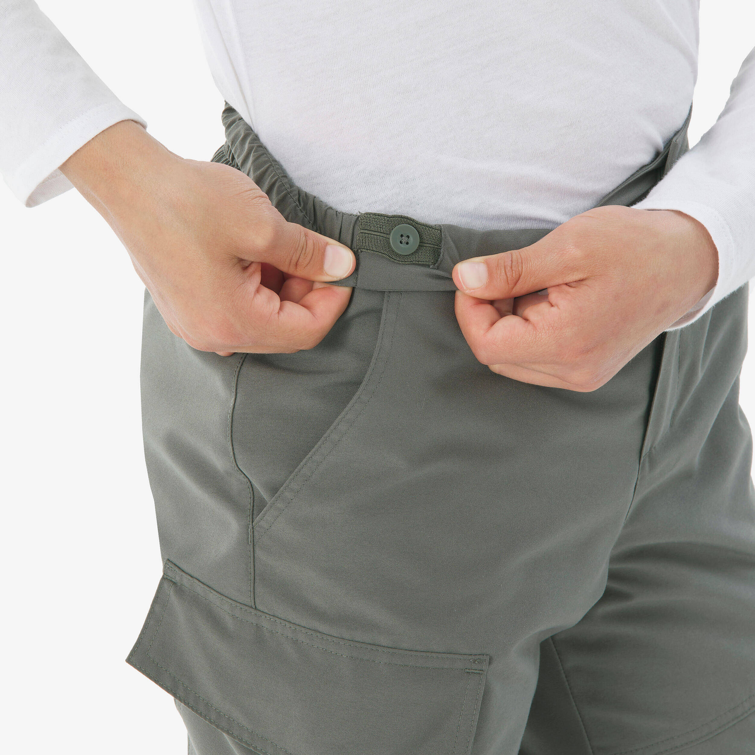 Kids’ warm trousers, 7-15 years, NH100 - Khaki -  5