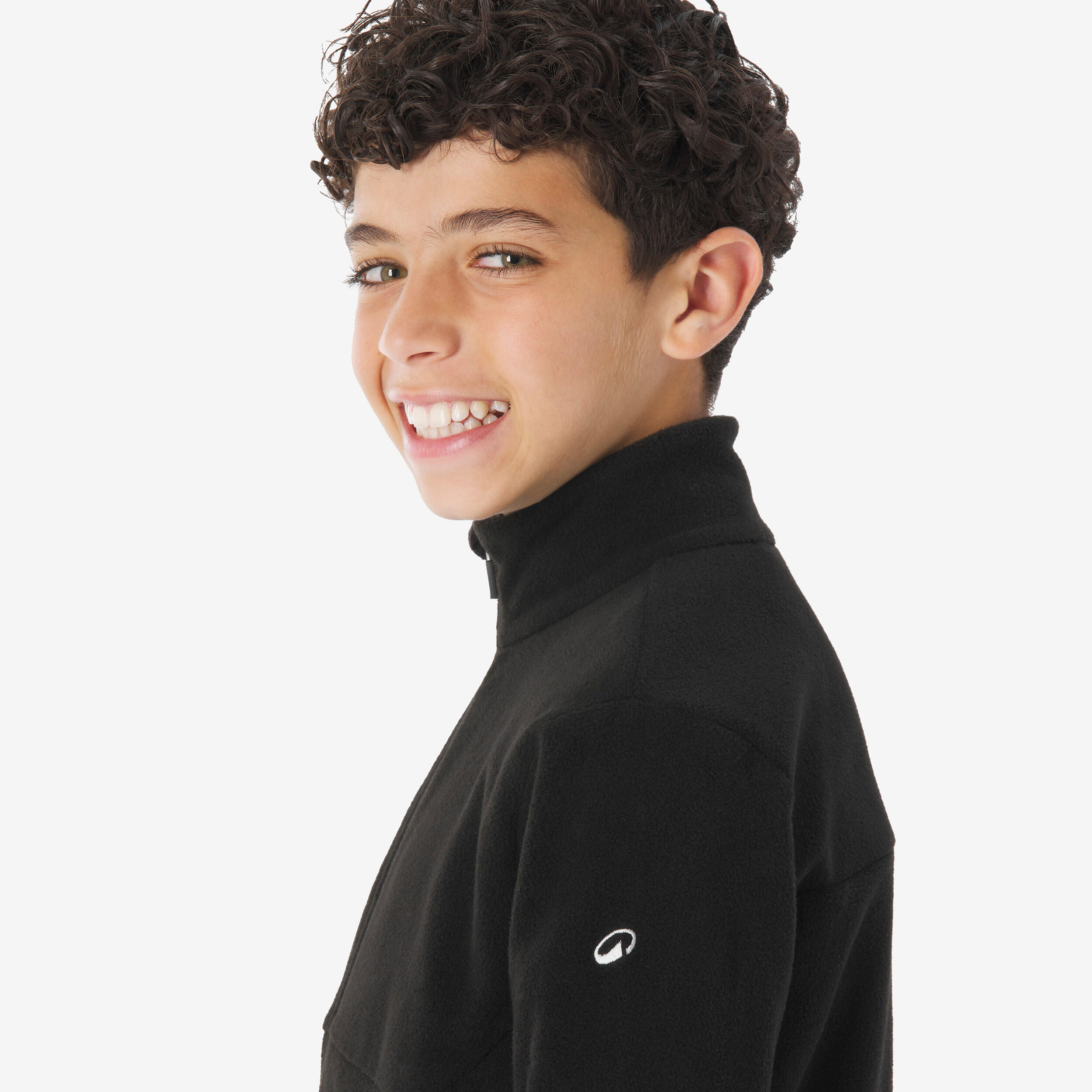 Kids’ hiking fleece jacket MH500 Zip - 7-15 years - Black