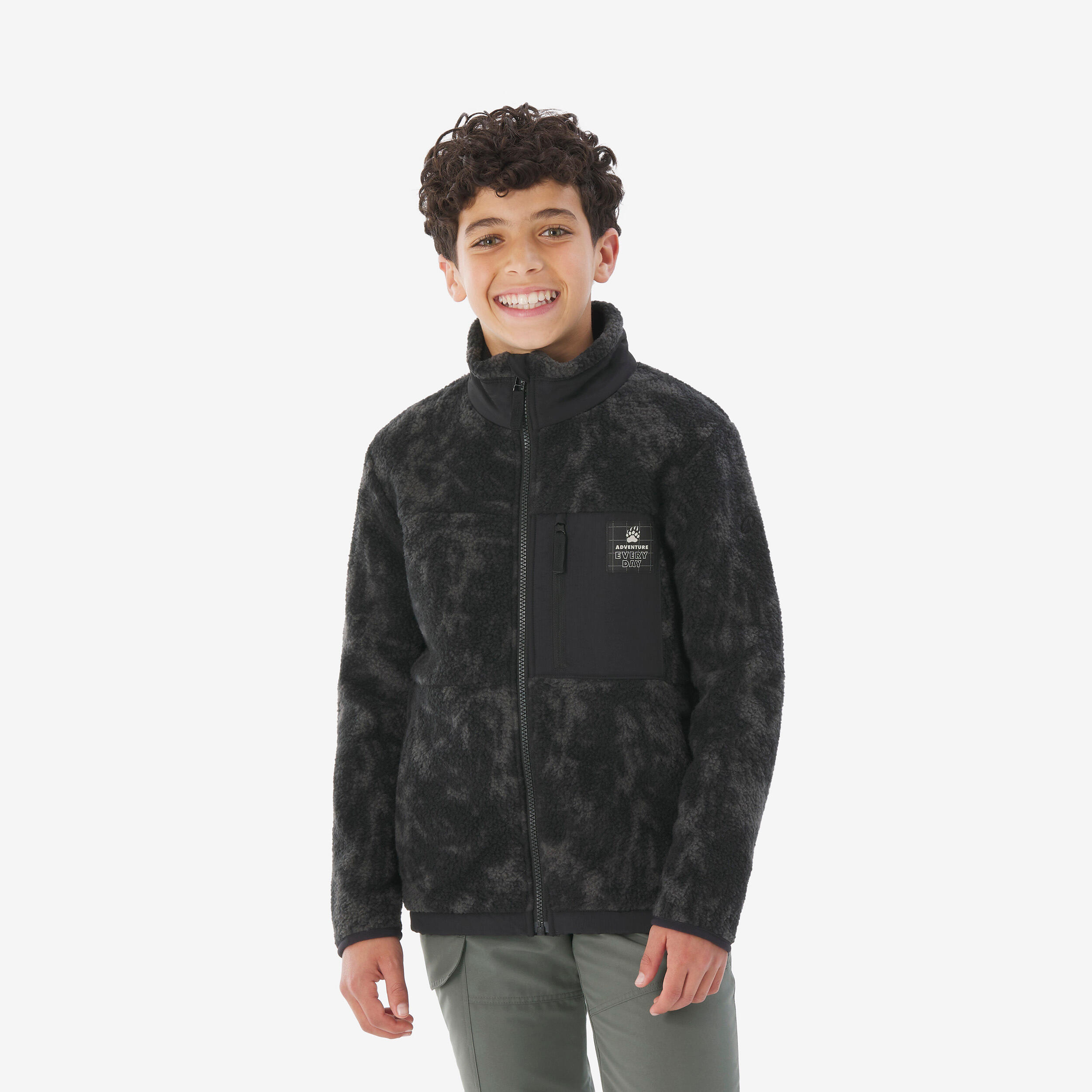 Kids’ warm fleece jacket, 7-15 year-olds, NH900 - Camo Black-image-38