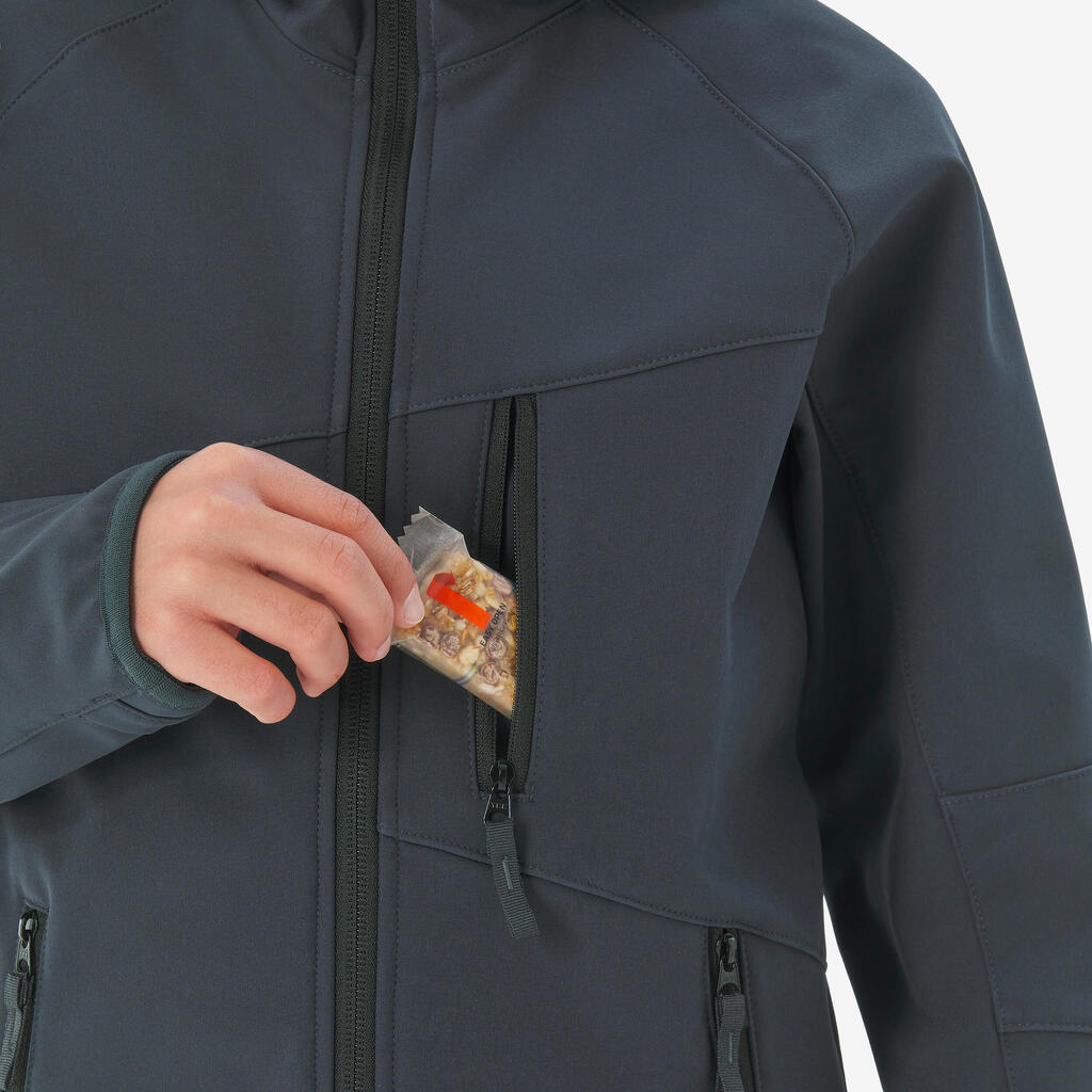 MH900 kids’ softshell hiking jacket - 7–15 years - Grey