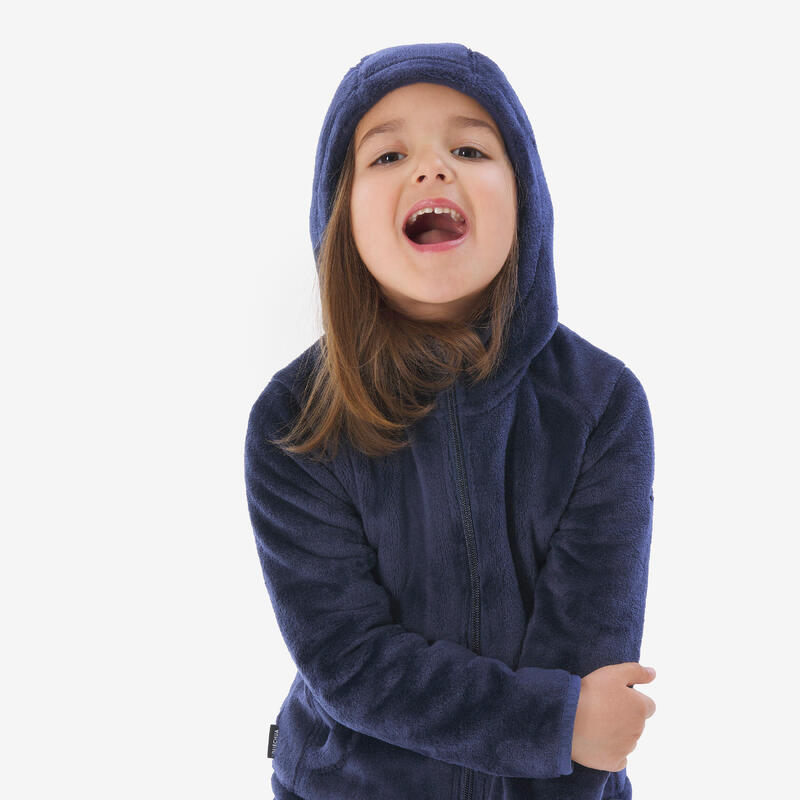 Veste polaire chaude de randonnée enfant 2-6 ans, NH500 zip bleu