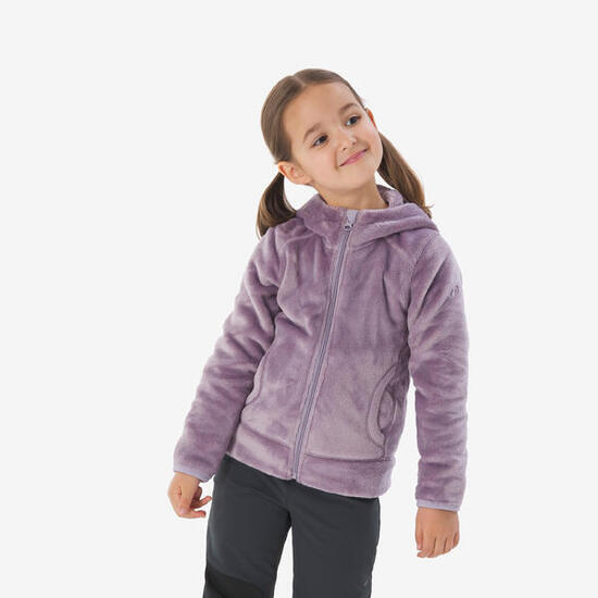 Veste polaire chaude de randonnée enfant 2-6 ans, NH500 zip violet