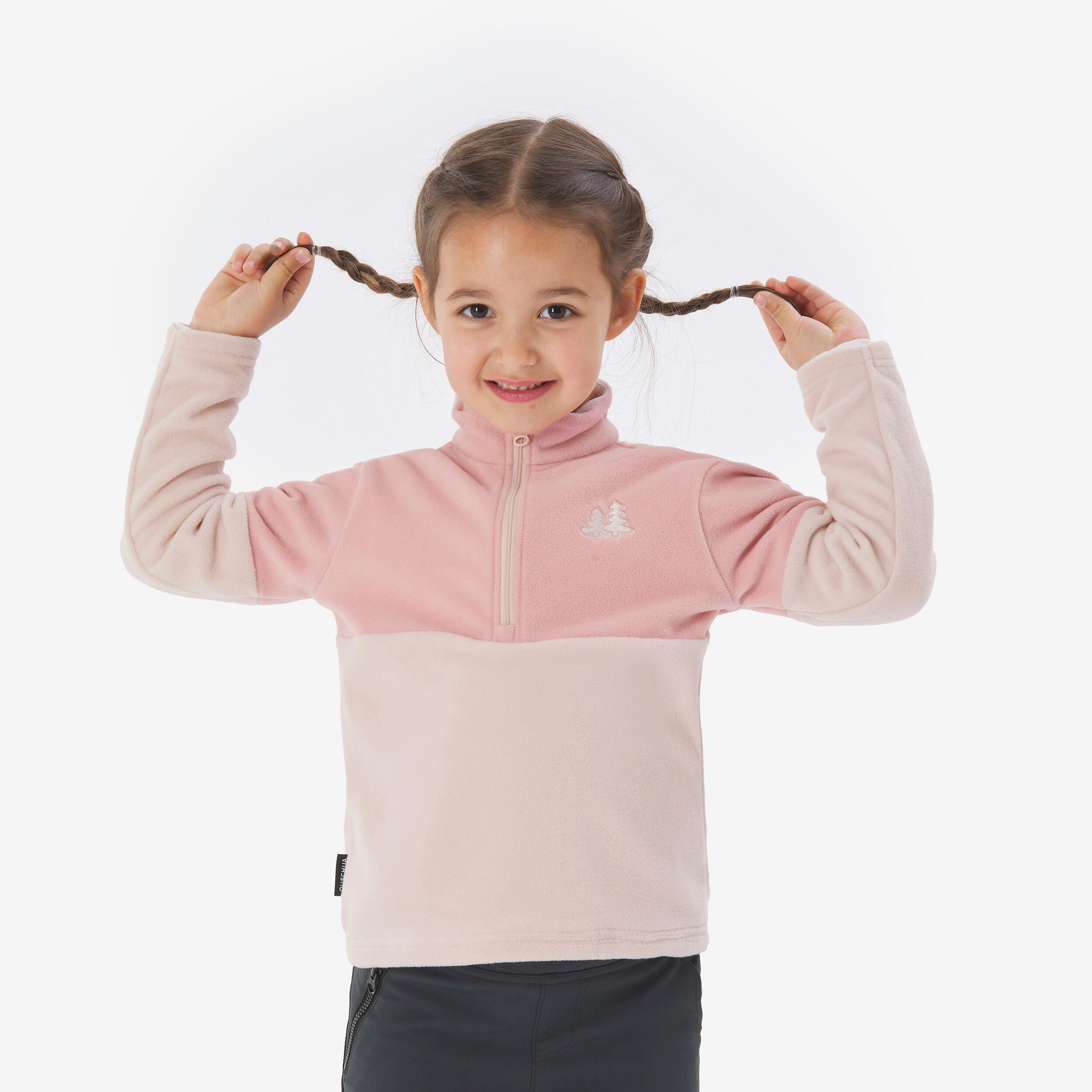 Kids’ hiking fleece jacket MH500 Half Zip 2-6 years - Purple