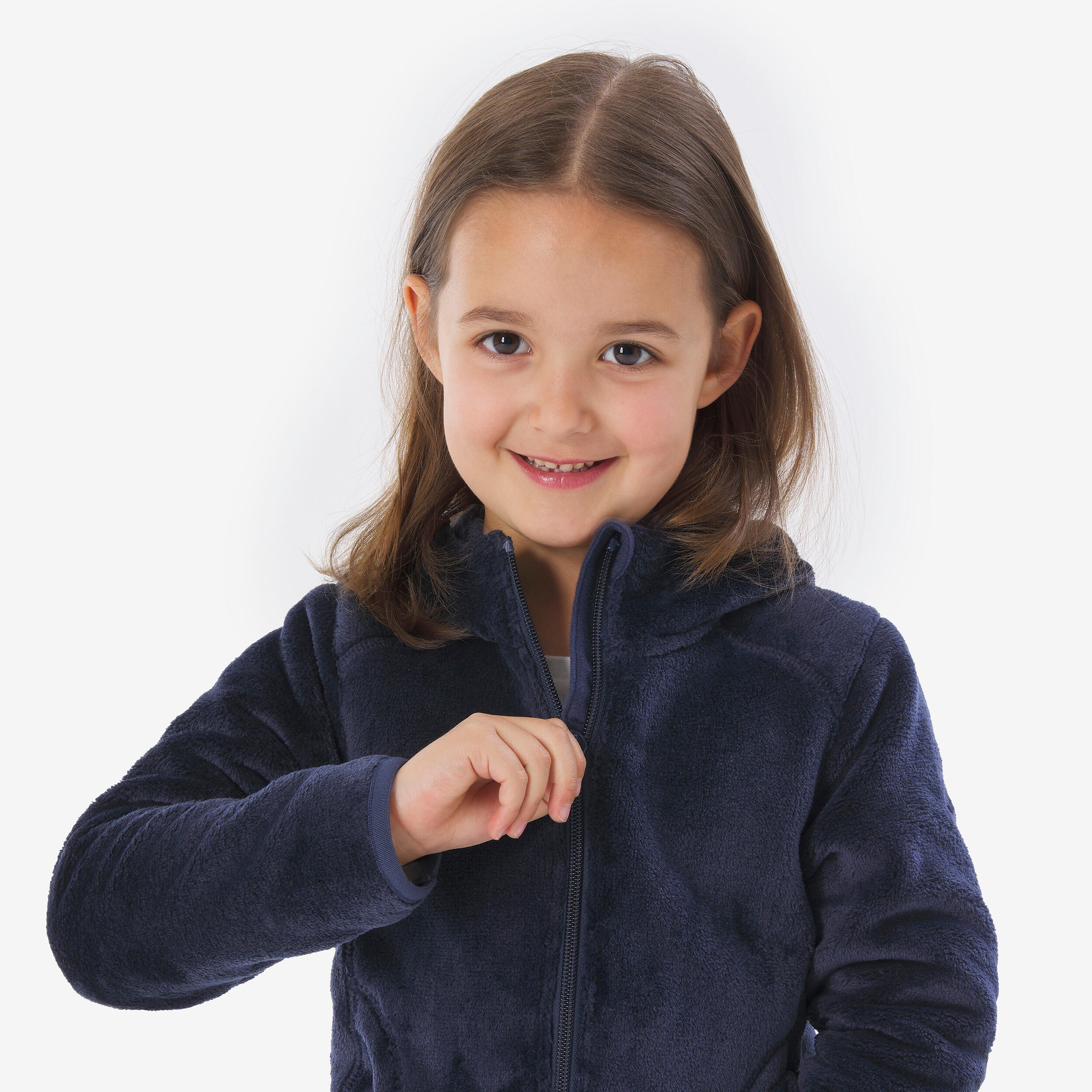 Veste polaire chaude de randonnée enfant 2-6 ans, NH500 zip bleu 5/6