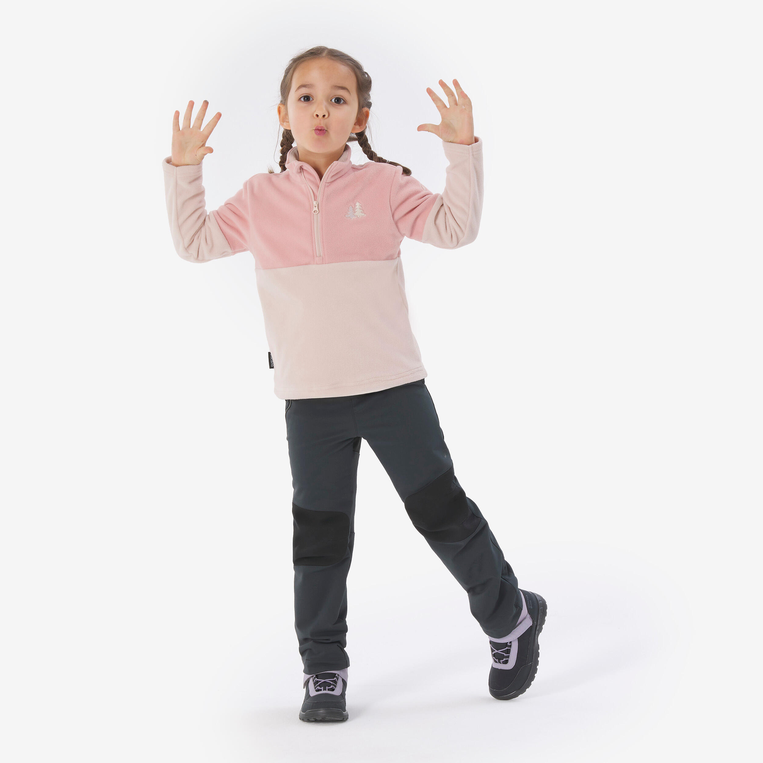 Kids’ hiking fleece jacket MH500 Half Zip 2-6 years - Purple