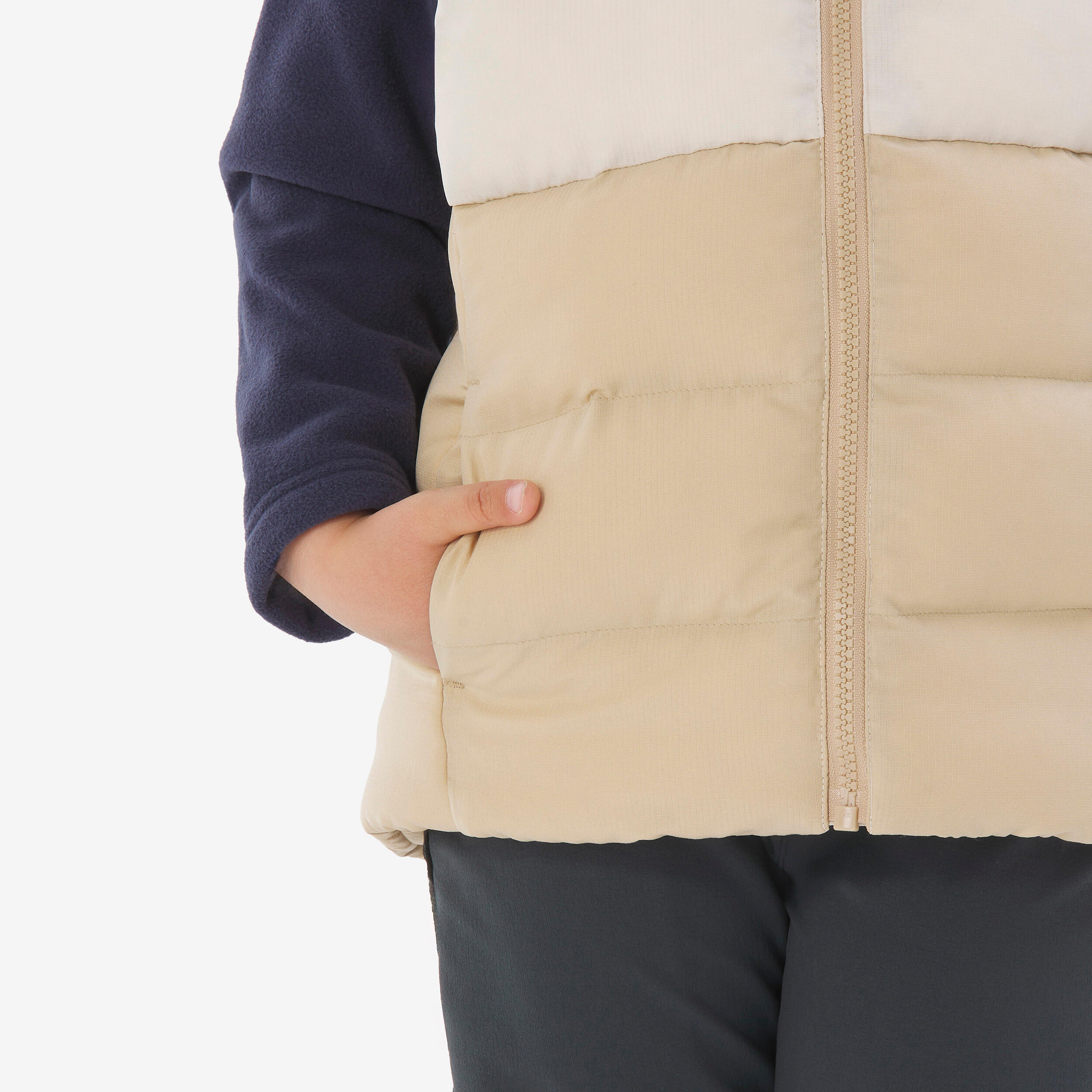 Kids’ padded sleeveless hiking jacket, 2-6 years NH500 - Beige 4/6