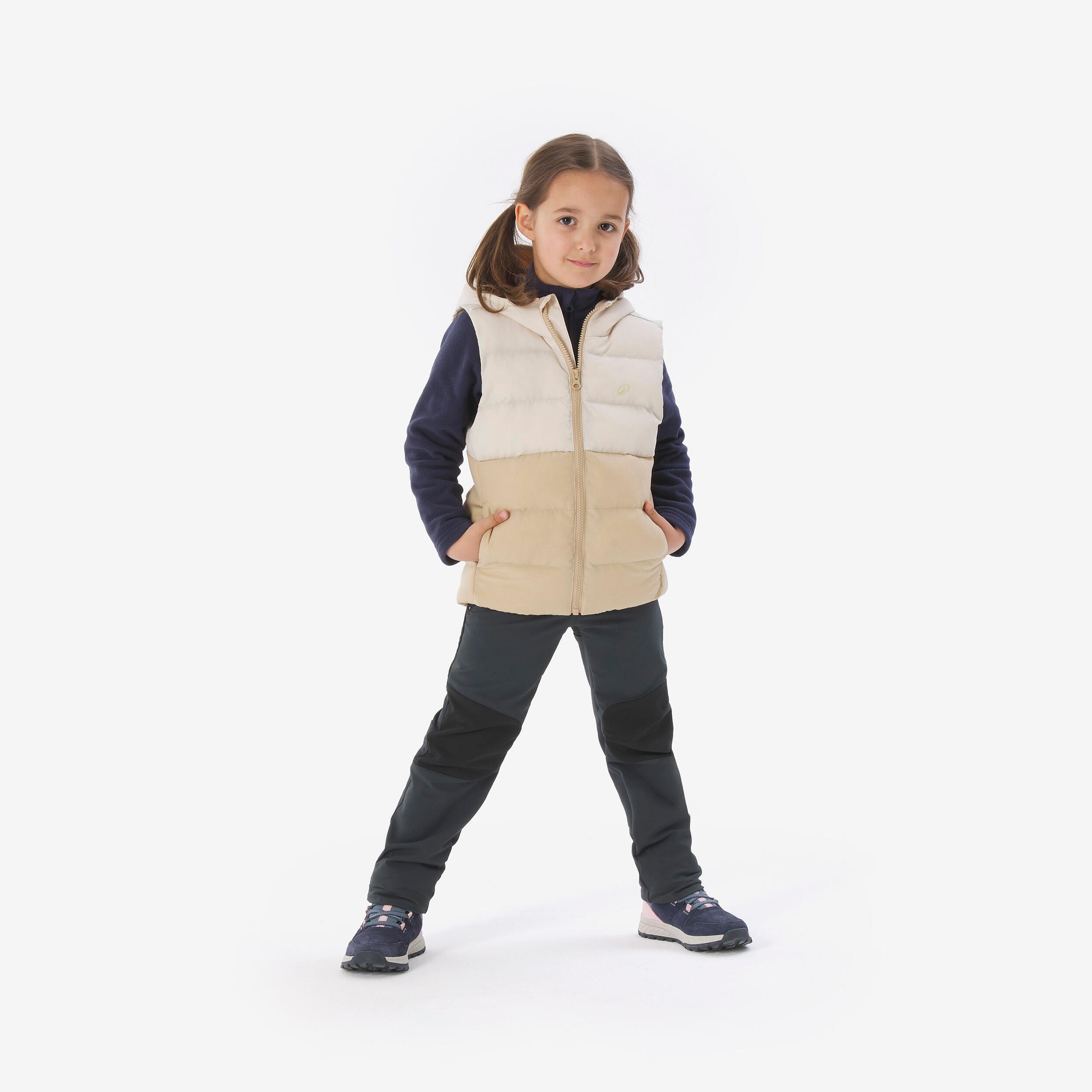 Kids’ padded sleeveless hiking jacket, 2-6 years NH500 - Beige 2/6