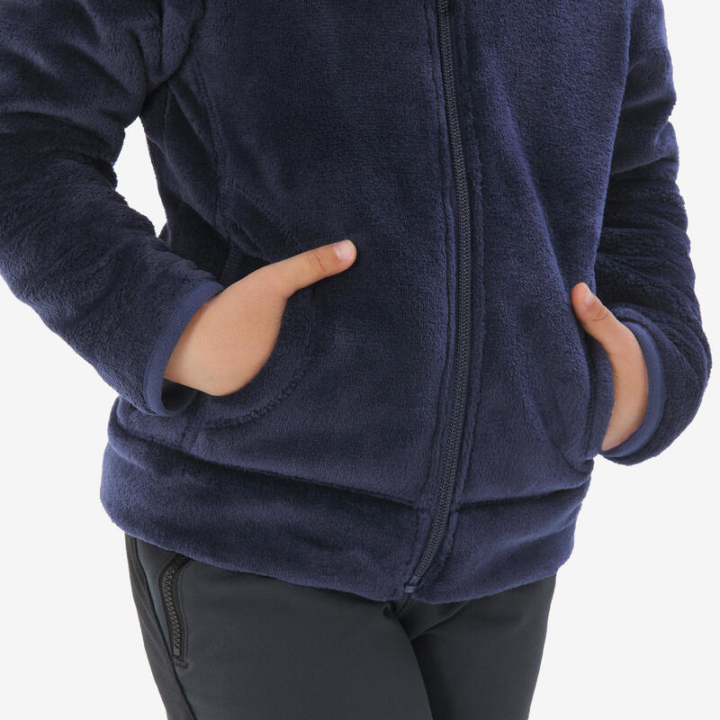 Veste polaire chaude de randonnée enfant 2-6 ans, NH500 zip bleu