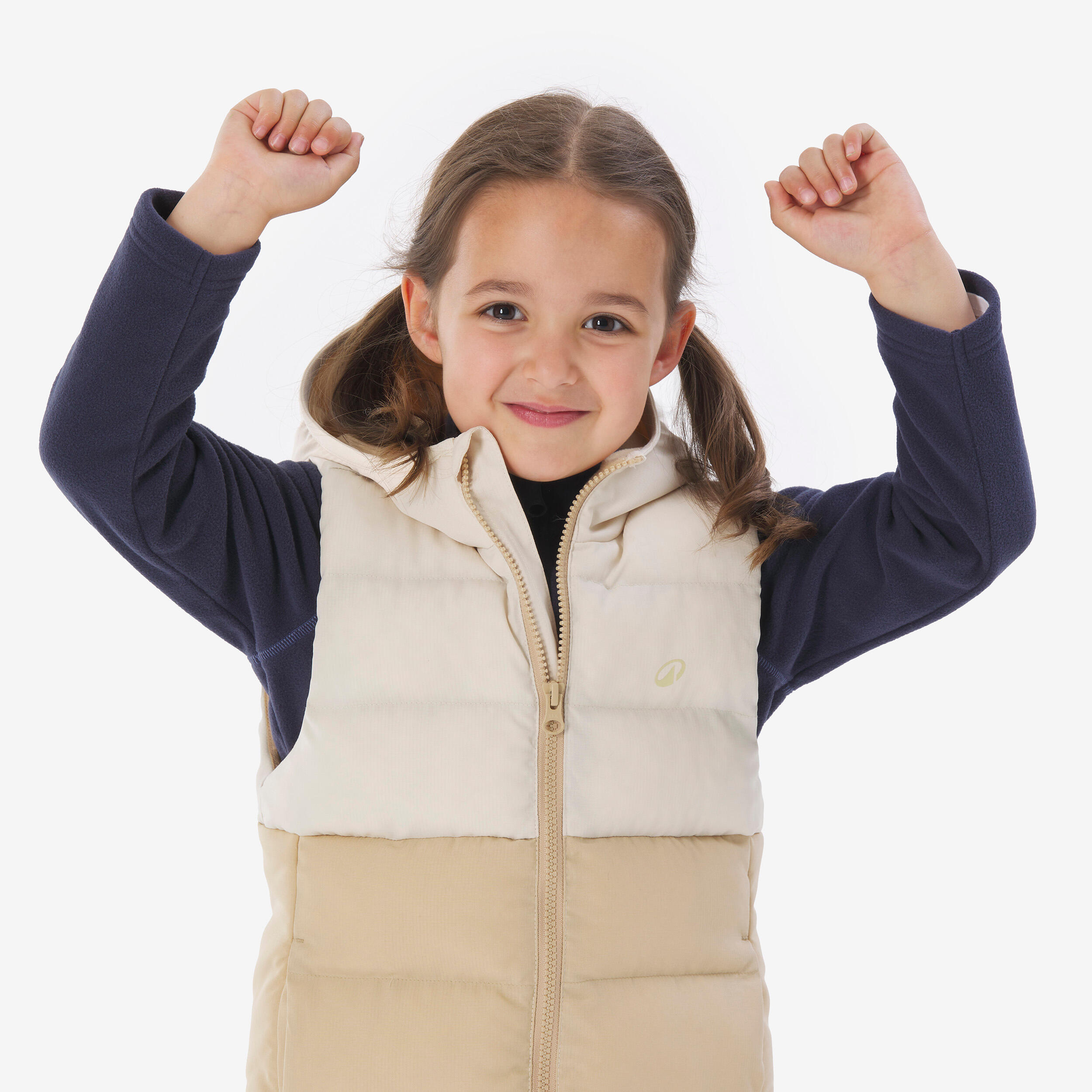 Kids’ padded sleeveless hiking jacket, 2-6 years NH500 - Beige 6/6