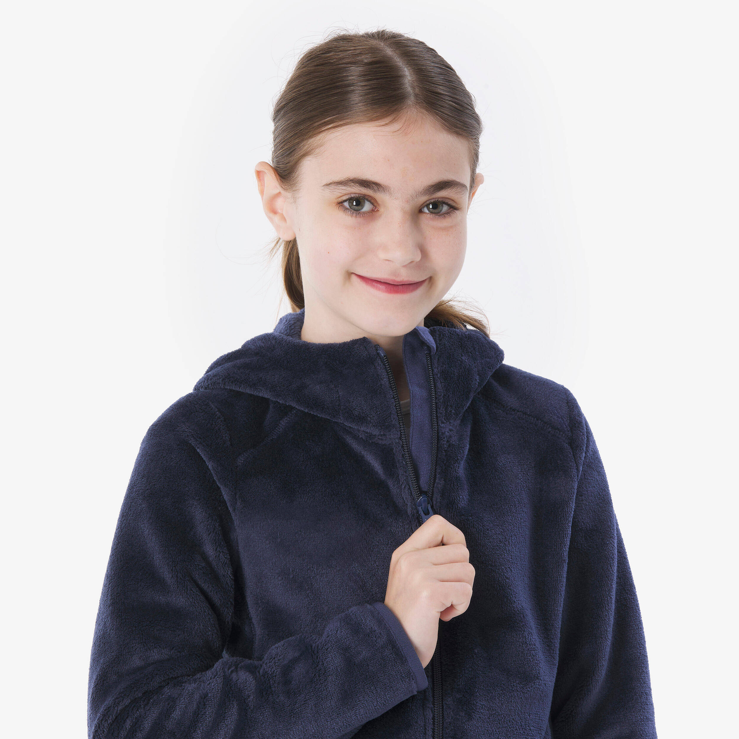 Kids’ warm hiking jacket NH500 - 7-15 years Zip - Steel blue -  5