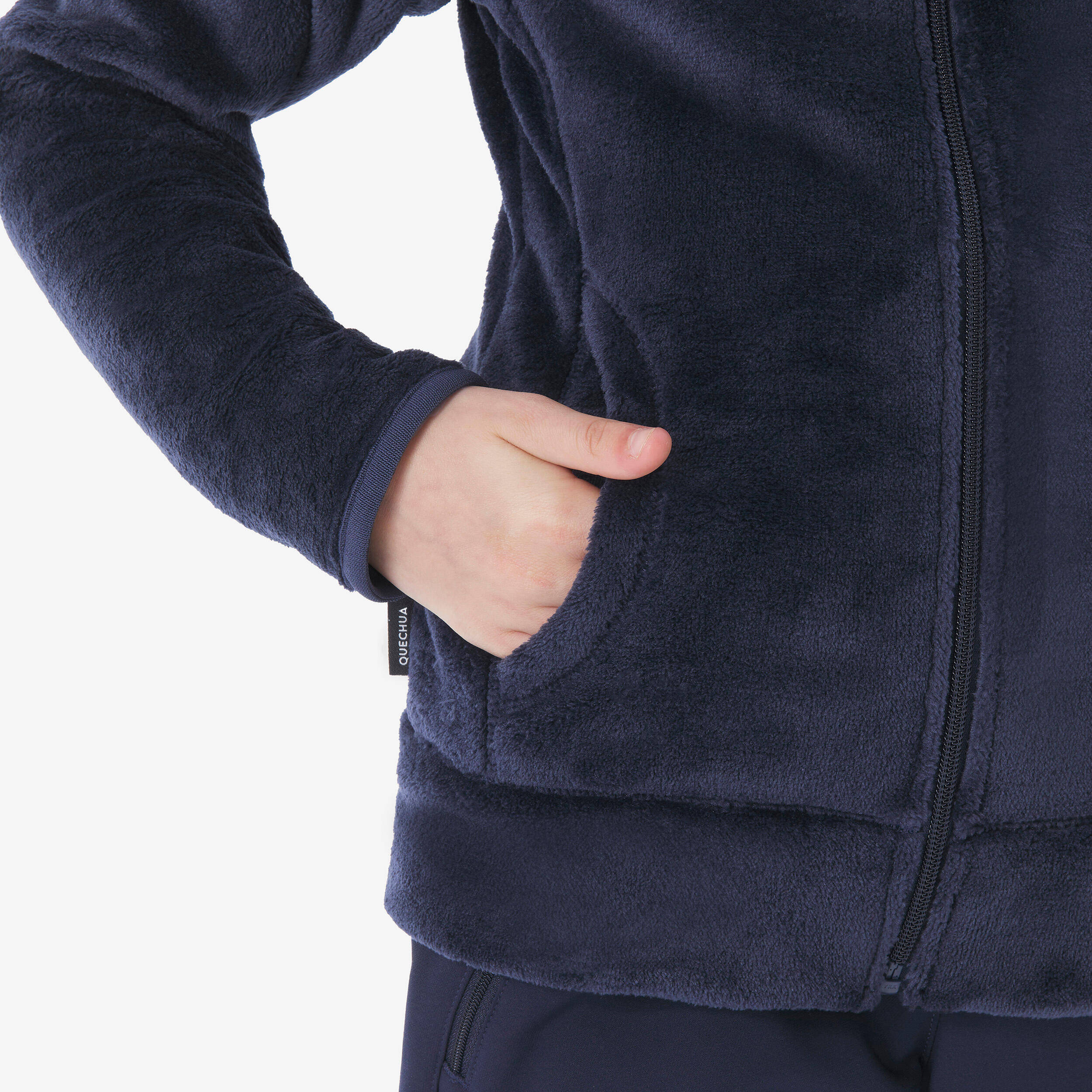 Kids’ warm hiking jacket NH500 - 7-15 years Zip - Steel blue -  4