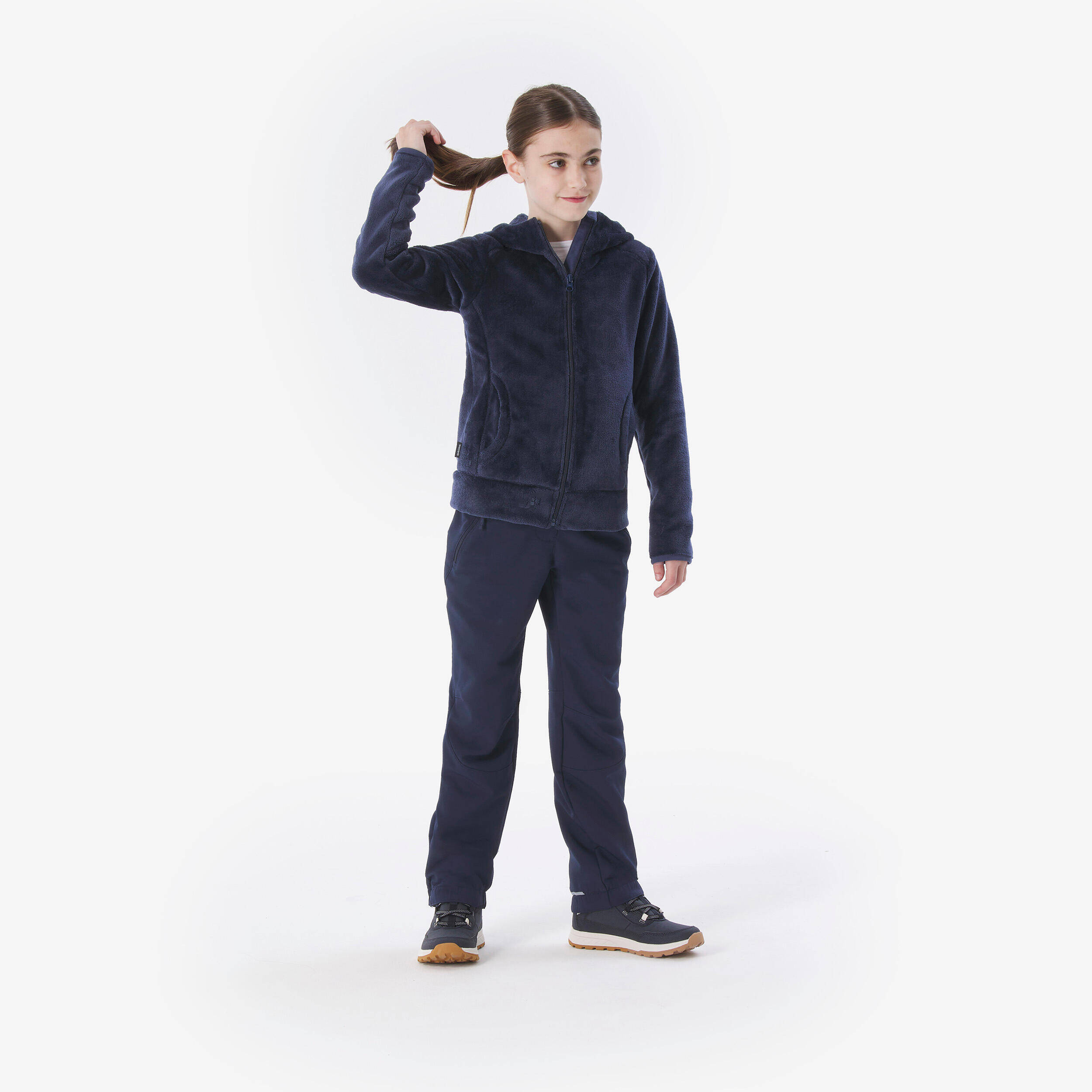 Kids’ warm hiking jacket NH500 - 7-15 years Zip - Steel blue -  2