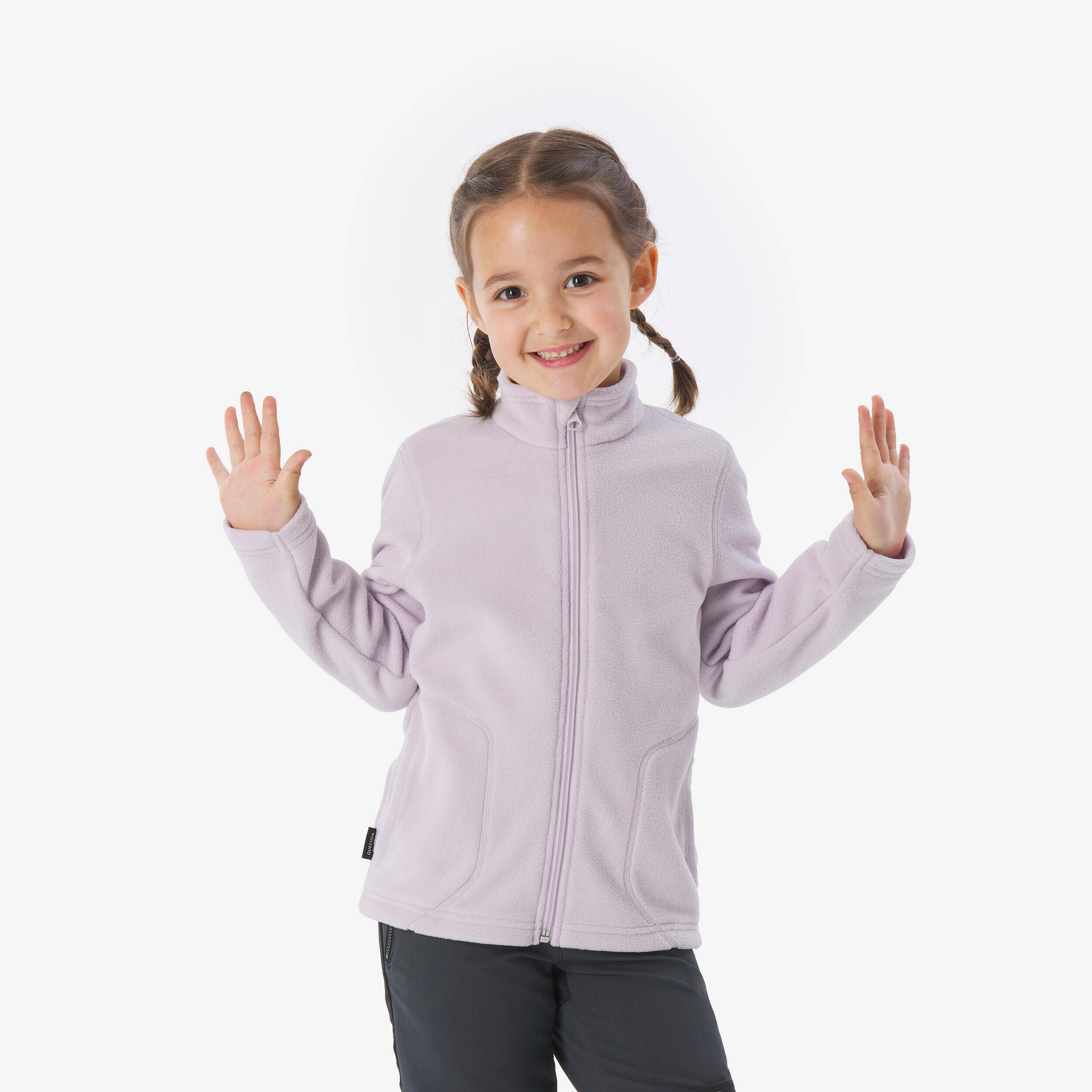 Kids’ Hiking Fleece Jacket MH100 - 2-6 years - Zip - Steel Blue -  1