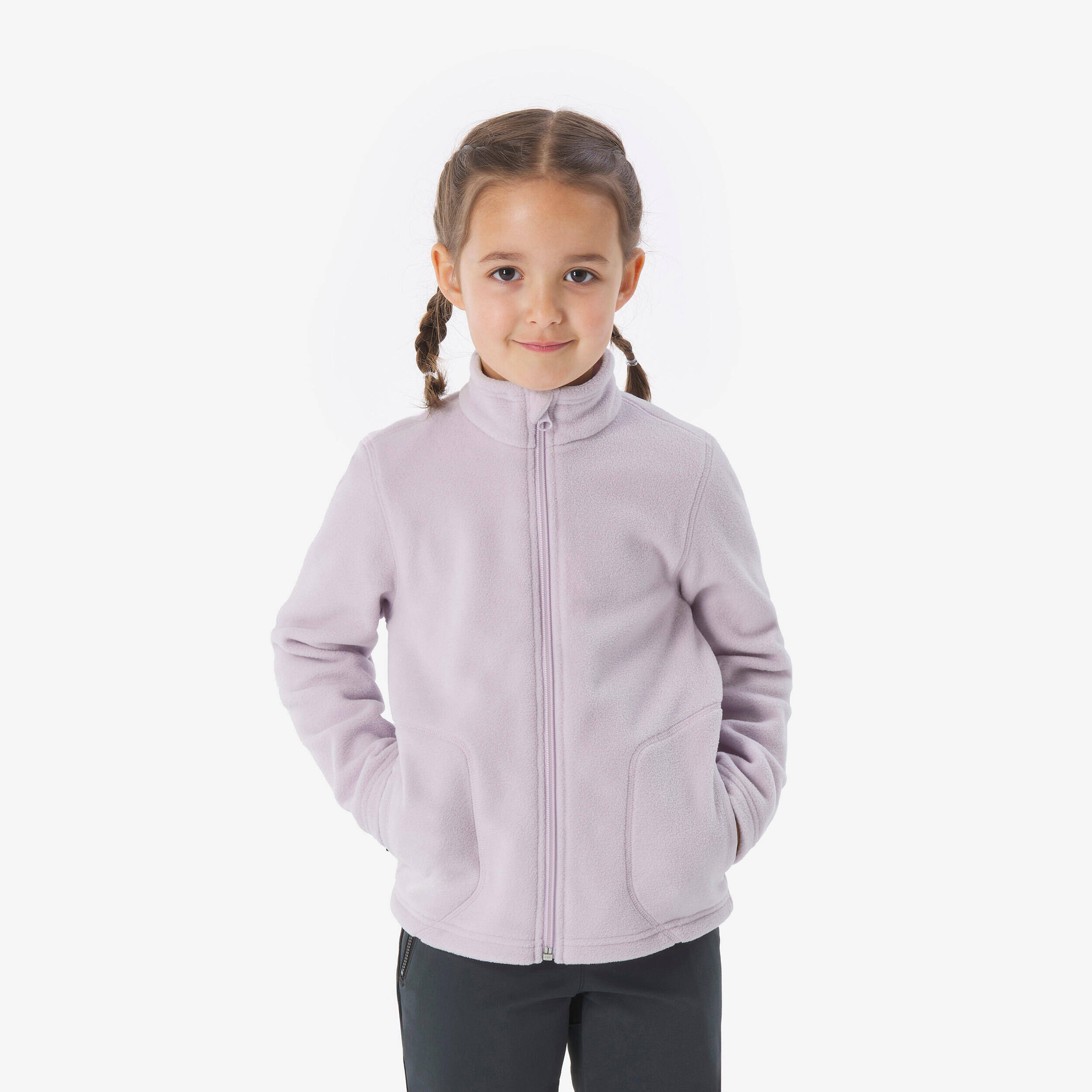 Kids’ Hiking Fleece Jacket MH100 - 2-6 years - Zip - Steel Blue -  1