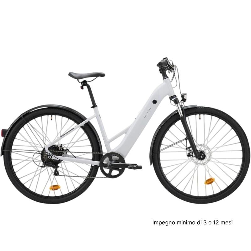 Elektrische hybridefiets e-actv 100 laag frame parelgrijs
