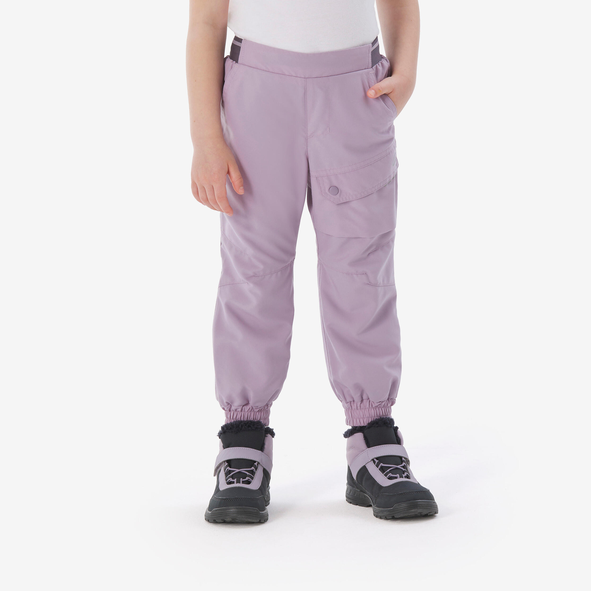 Kids Water Repellent Hiking Trousers SH100 -Smoked Purple (Age 2-6)