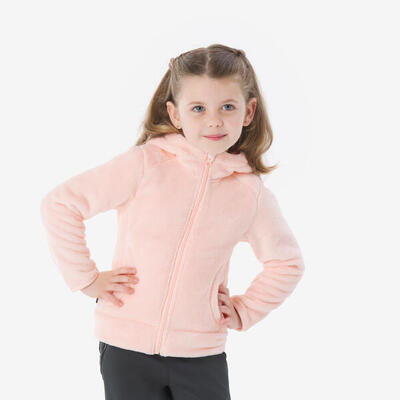 Warme fleecejas nh500 met rits kind pastelroze