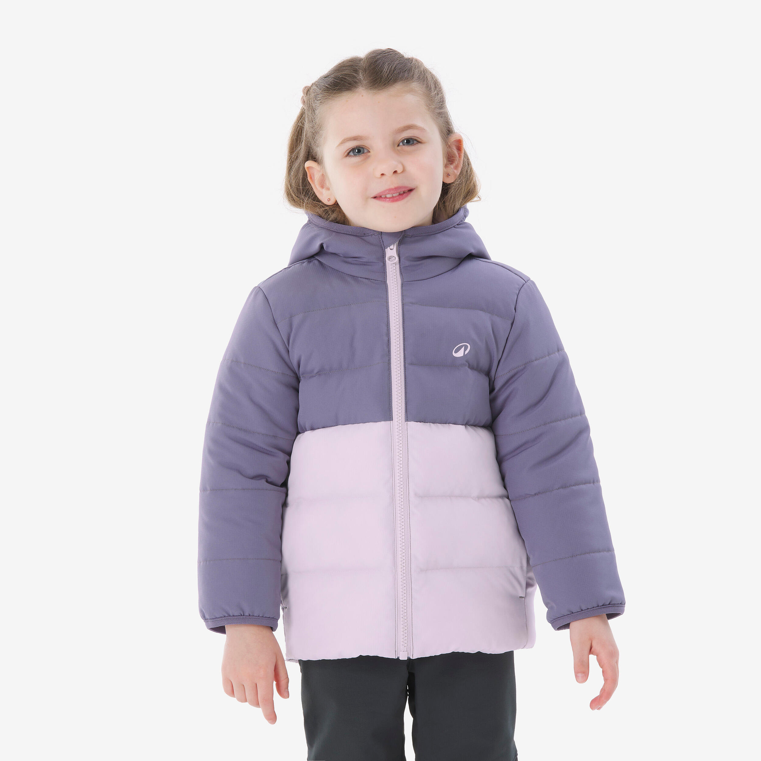QUECHUA Kids’ warm padded hiking jacket, 2-6 years, NH500 - Lilac