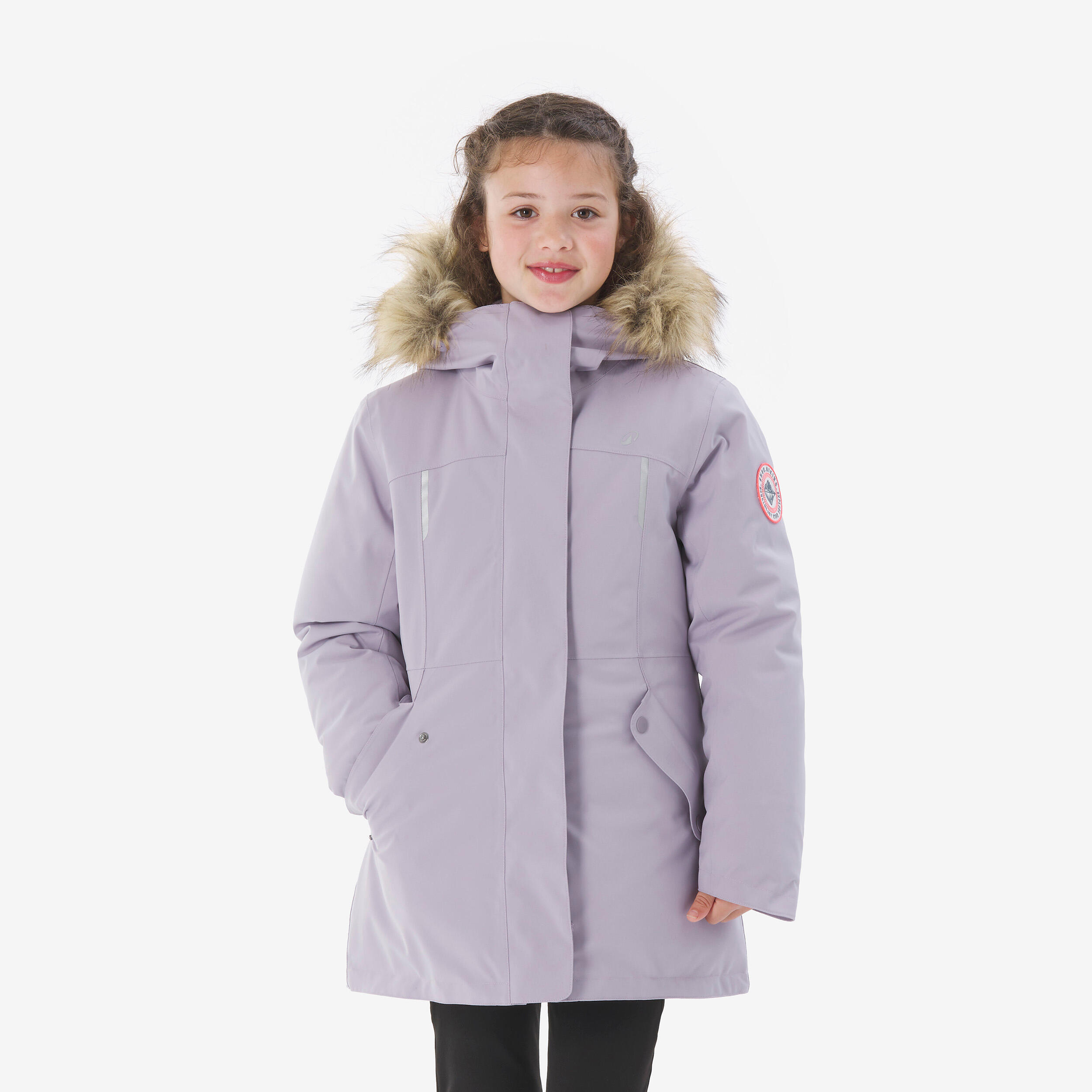 QUECHUA Dievčenská turistická parka NH900 nepremokavá 7-15 rokov fialová 160-166 cm