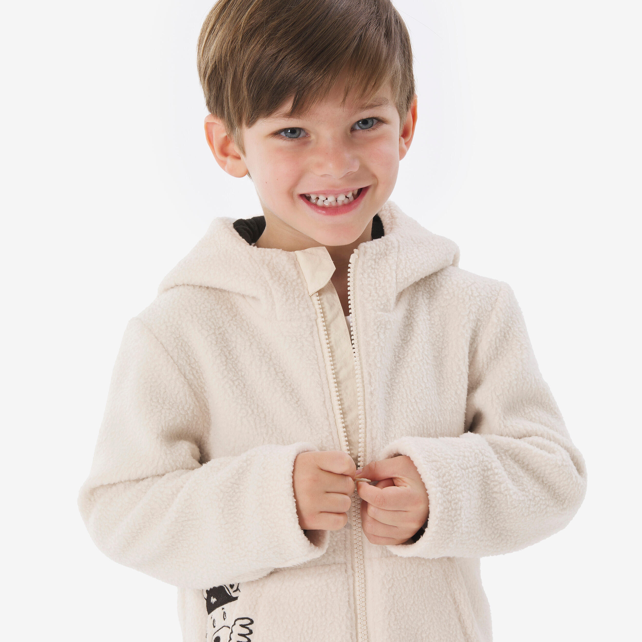 Kids’ Sherpa Fleece Jacket NH500 - 2-6 years - Beige