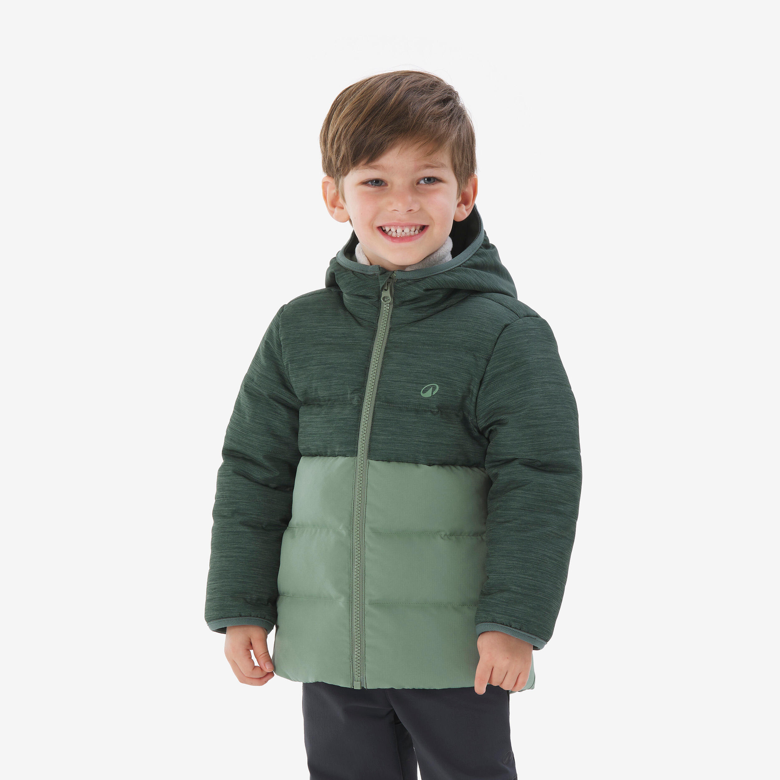 QUECHUA Kids’ warm, padded hiking jacket, 2-6 years, NH500 - Green