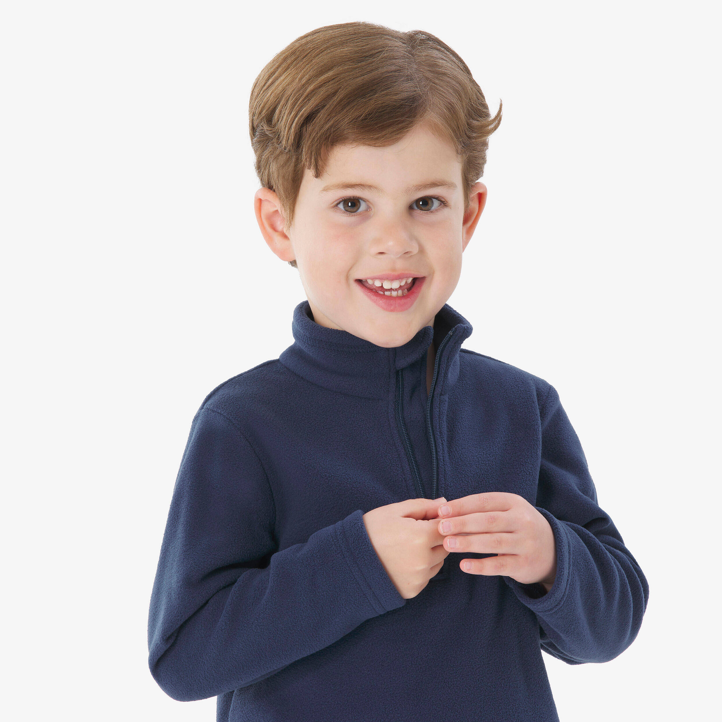 Kids’ warm hiking jacket MH100 Half Zip - 2-6 years - Navy Blue -  4