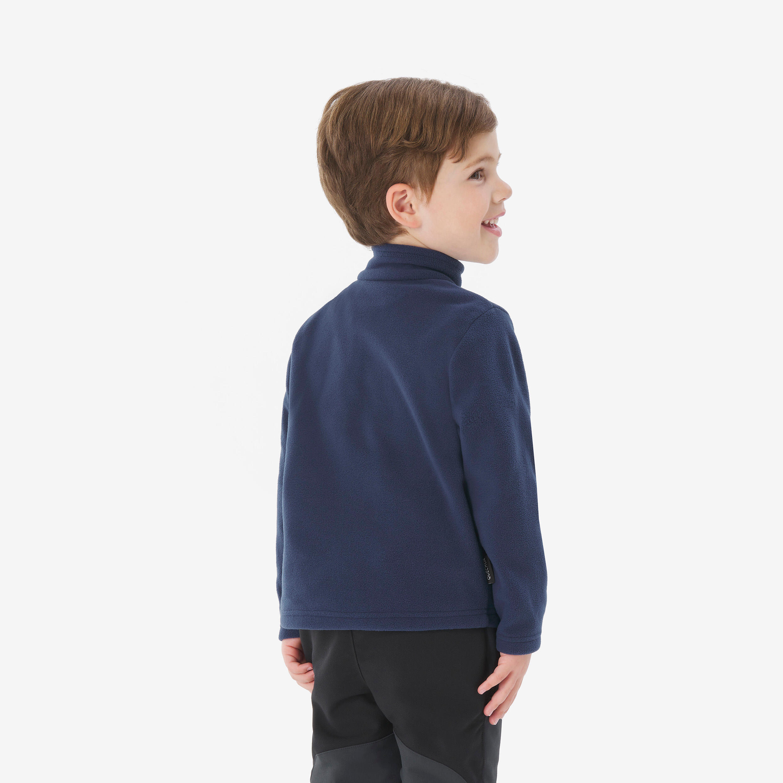 Kids’ warm hiking jacket MH100 Half Zip - 2-6 years - Navy Blue