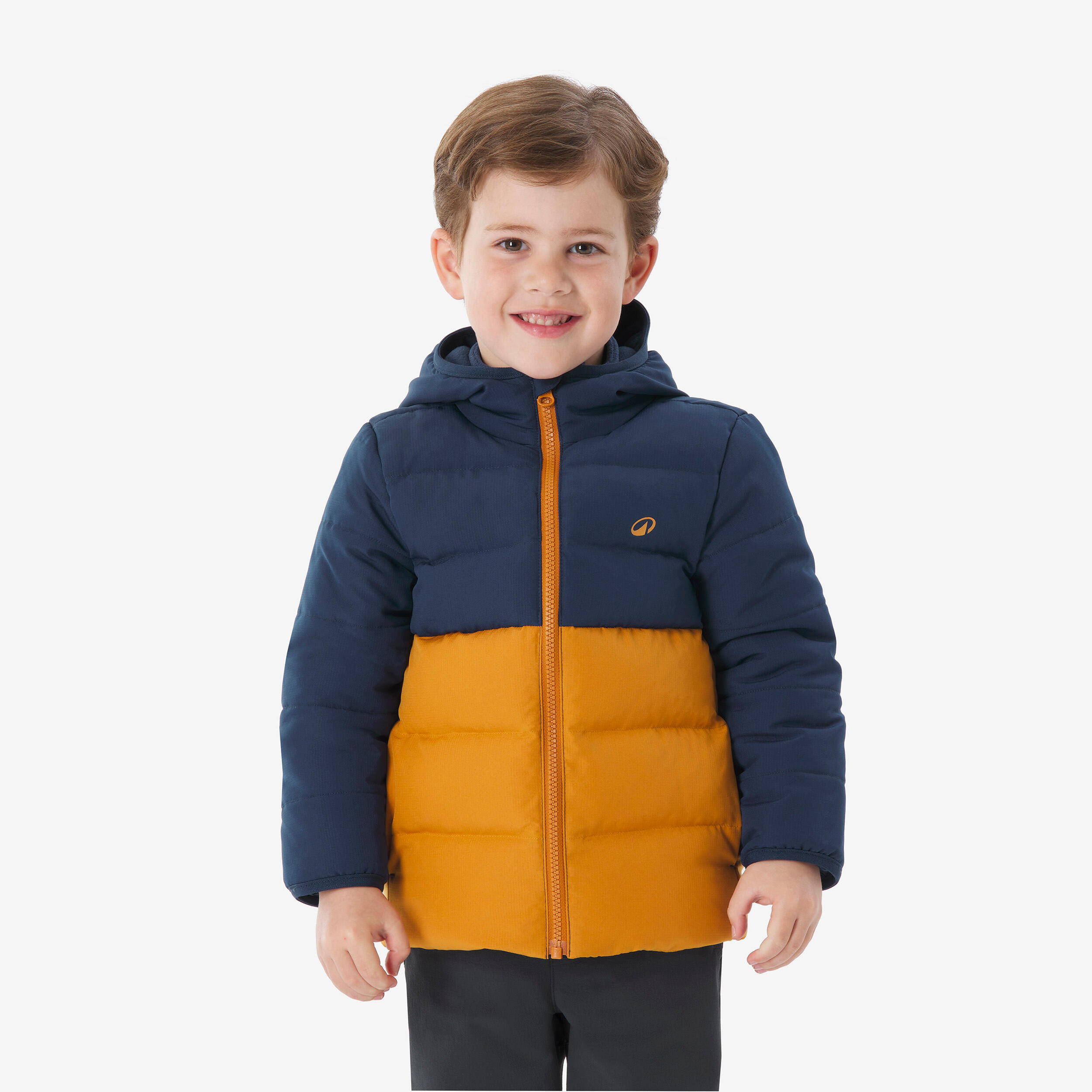 QUECHUA Warme gewatteerde wandeljas NH500 voor kinderen blauw en bruin