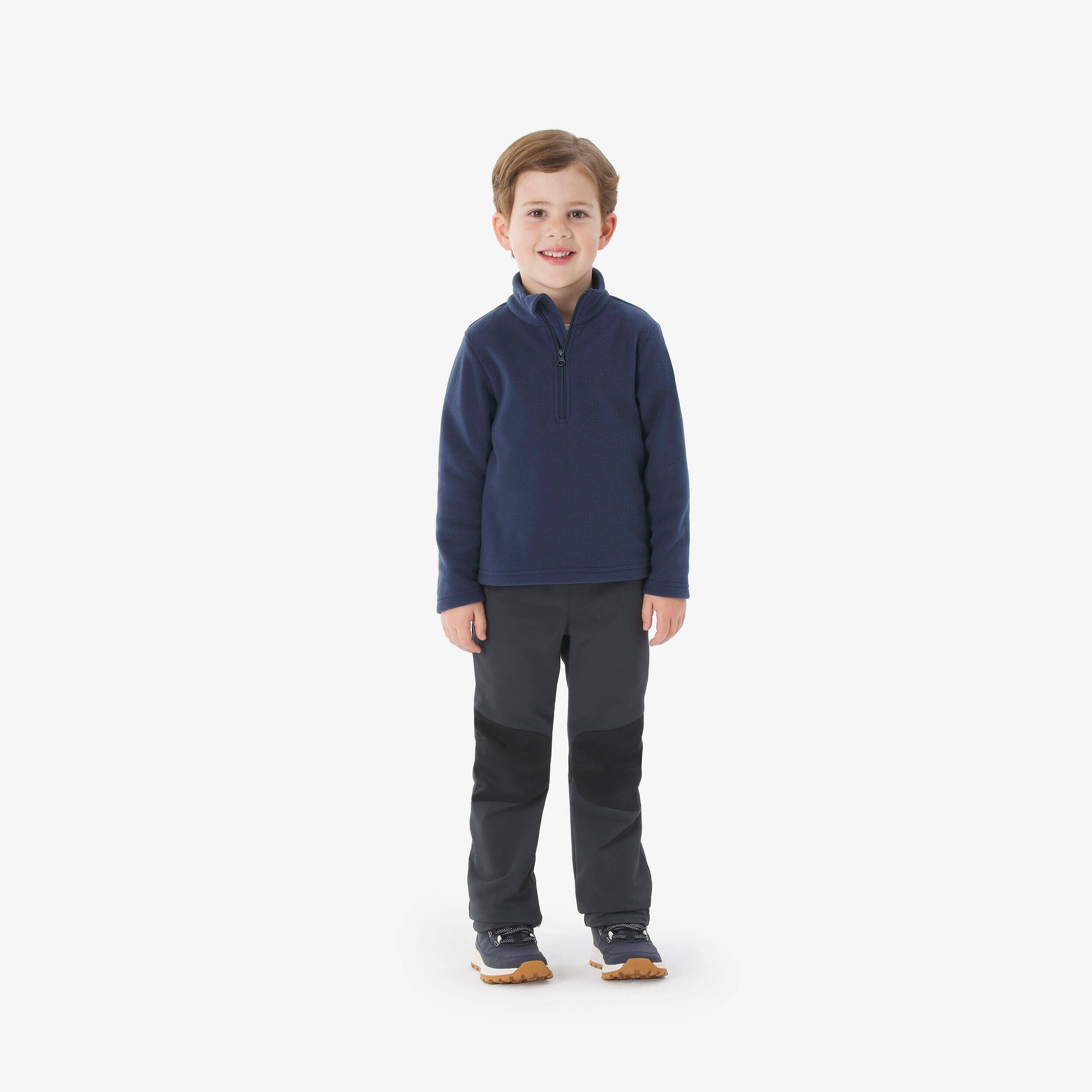 Kids’ warm hiking jacket MH100 Half Zip - 2-6 years - Navy Blue -  2