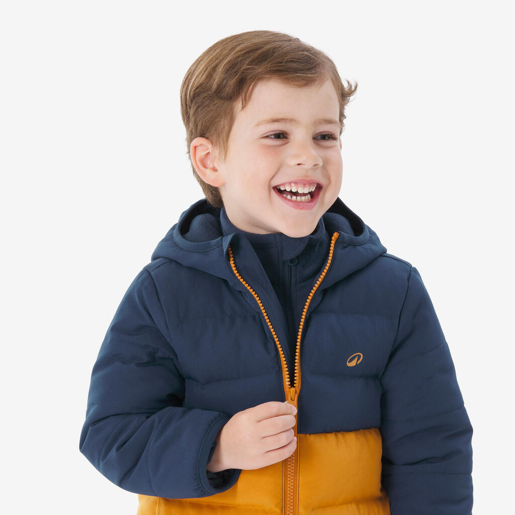 מעיל טיולים מרופד לילדים, גילי 2-6, דגם X-Warm - כחול/חום