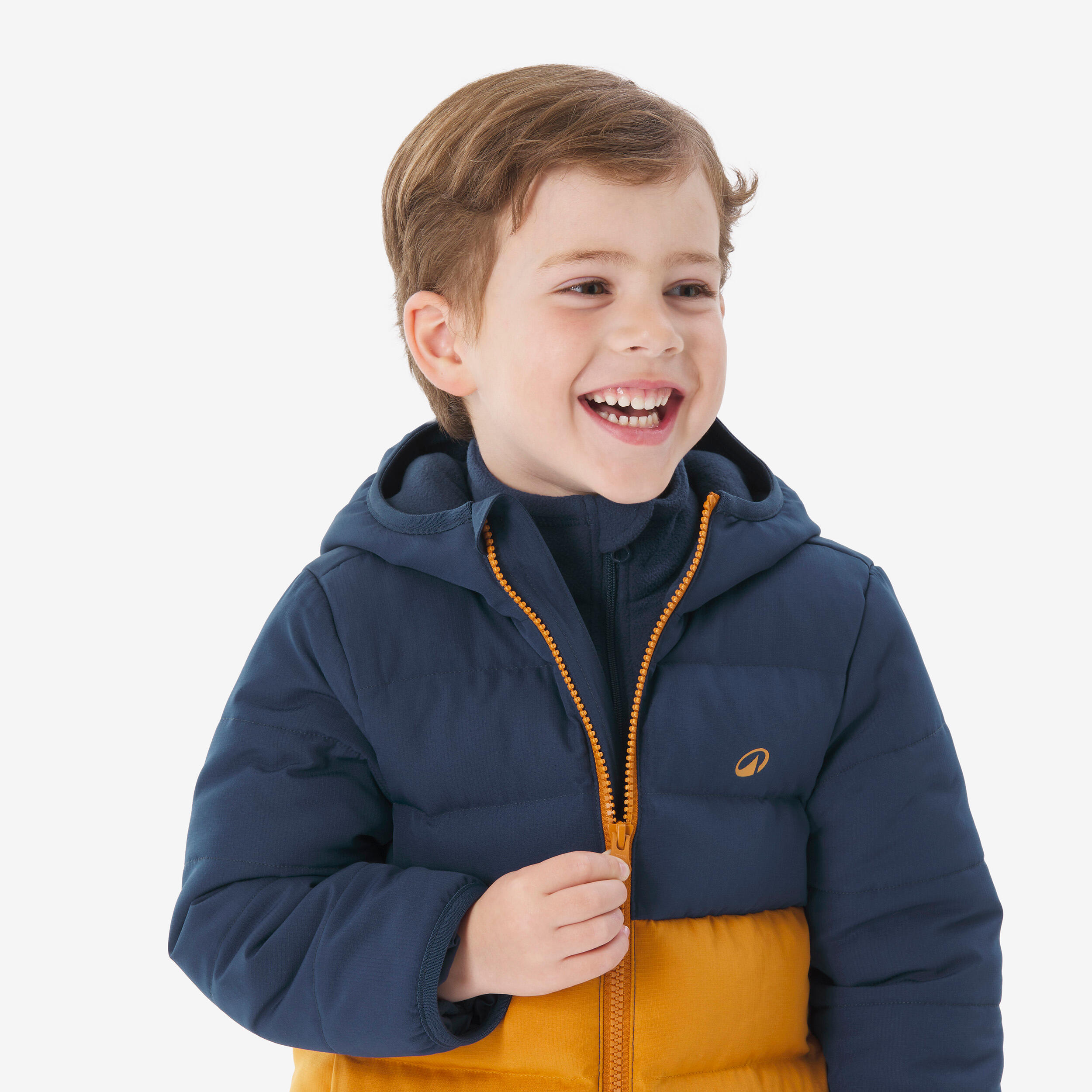 Kids’ padded hiking jacket, 2-6 years NH500 Blue and Brown